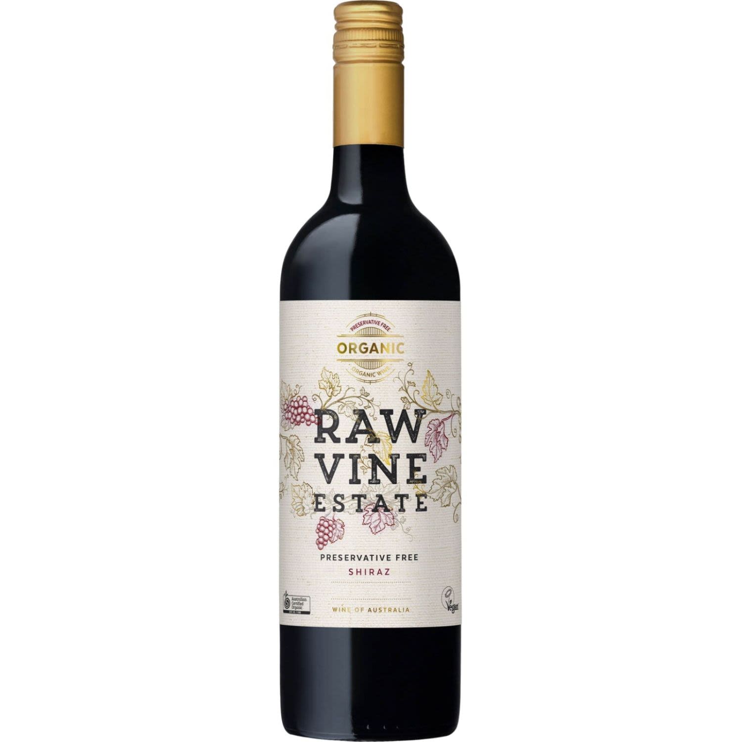 Raw Vine Estate Preservative Free Shiraz 750mL Bottle