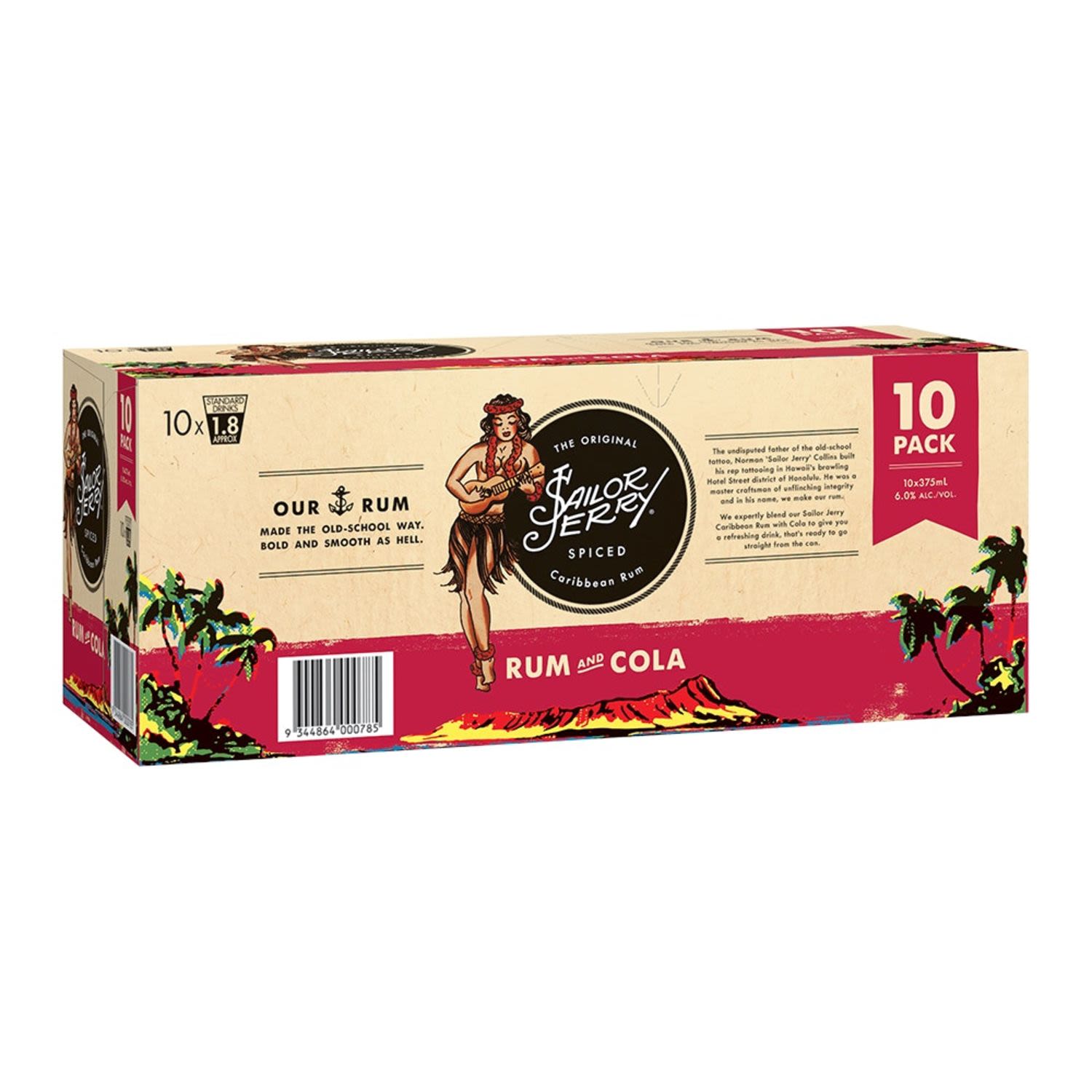 Sailor Jerry Rum & Cola 6% Can 375mL 10 Pack