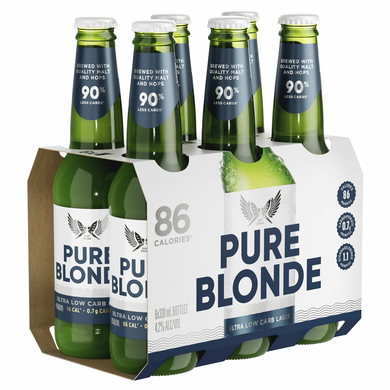 Pure Blonde Ultra Low Carb Bottle 330mL 6 Pack