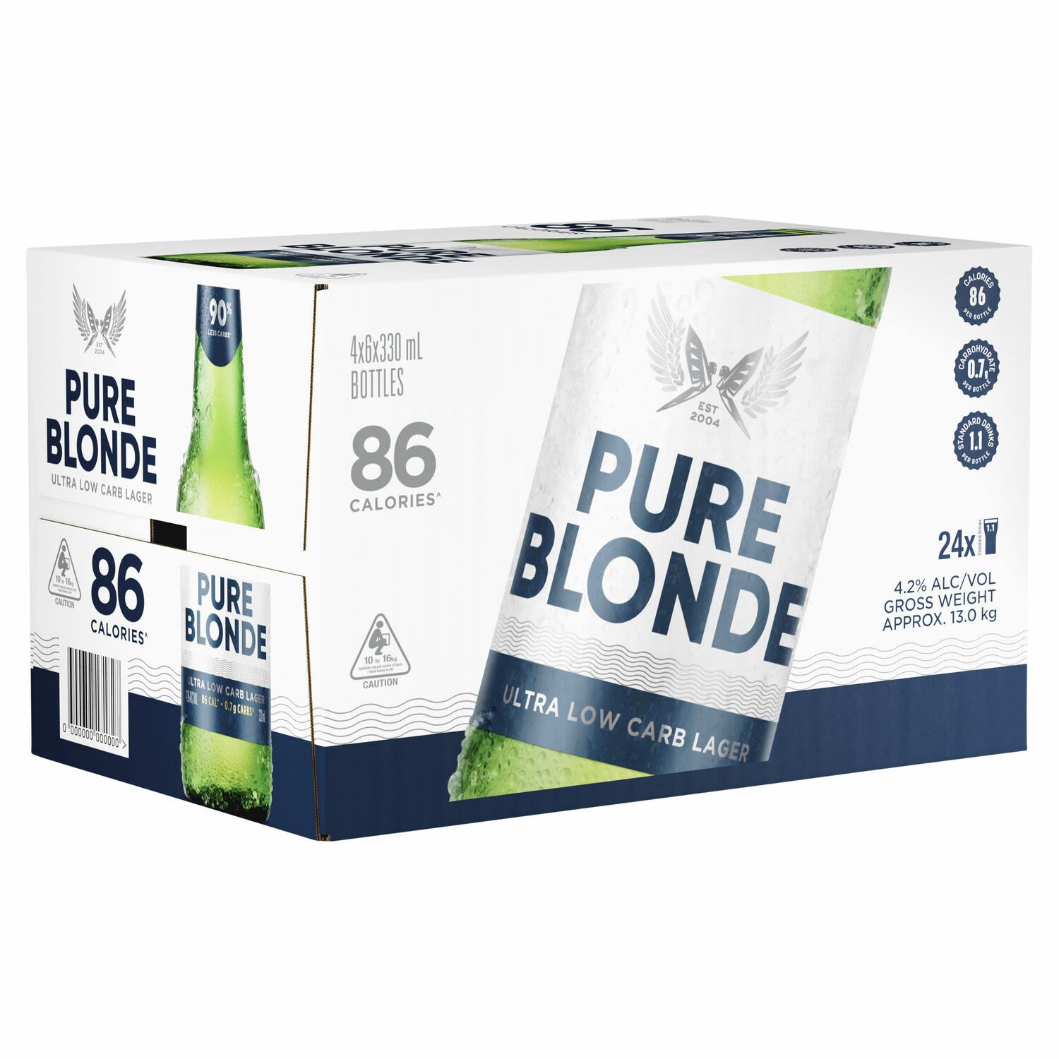 Pure Blonde Ultra Low Carb Lager Bottle 330mL 24 Pack