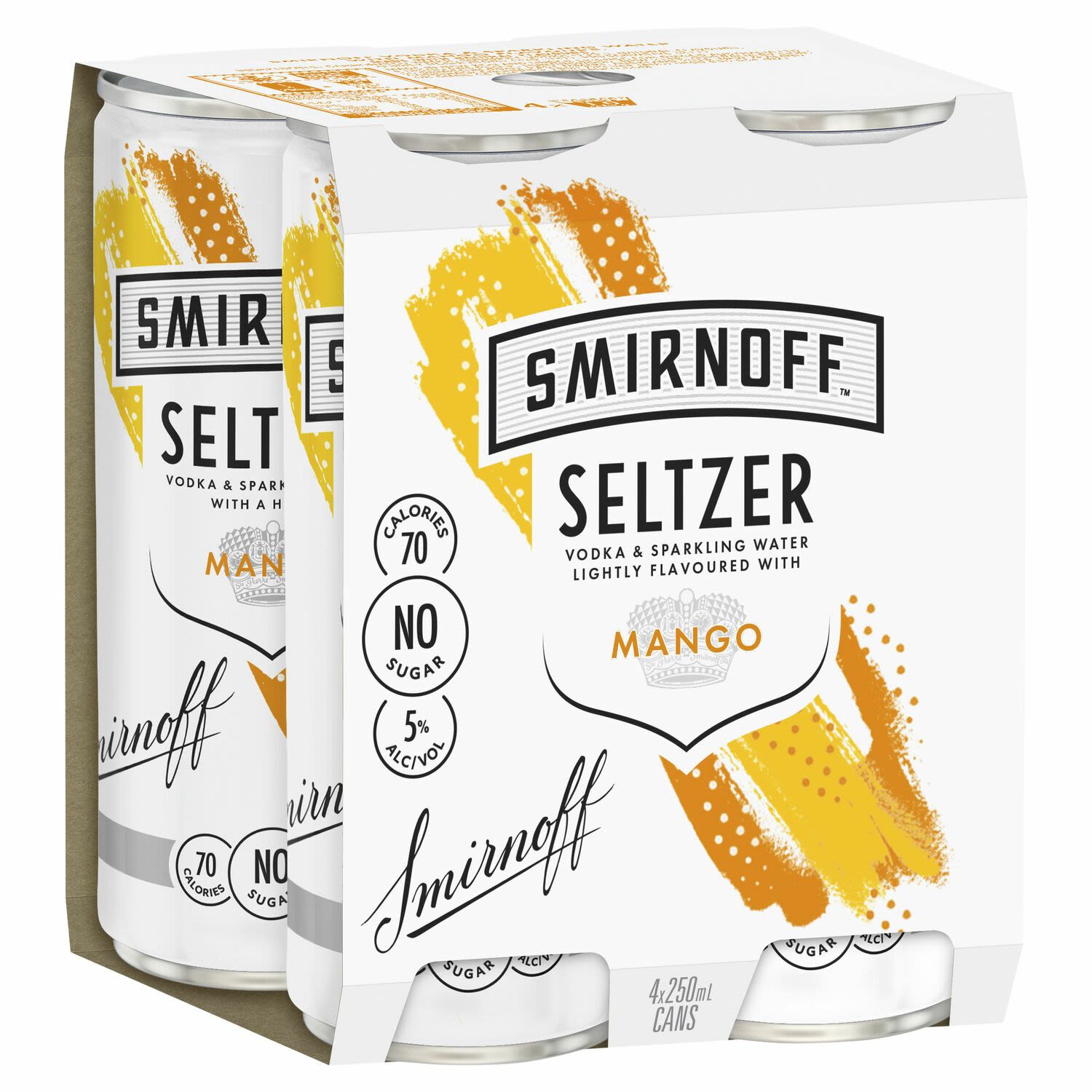 Smirnoff Seltzer Mango Can 250mL 4 Pack
