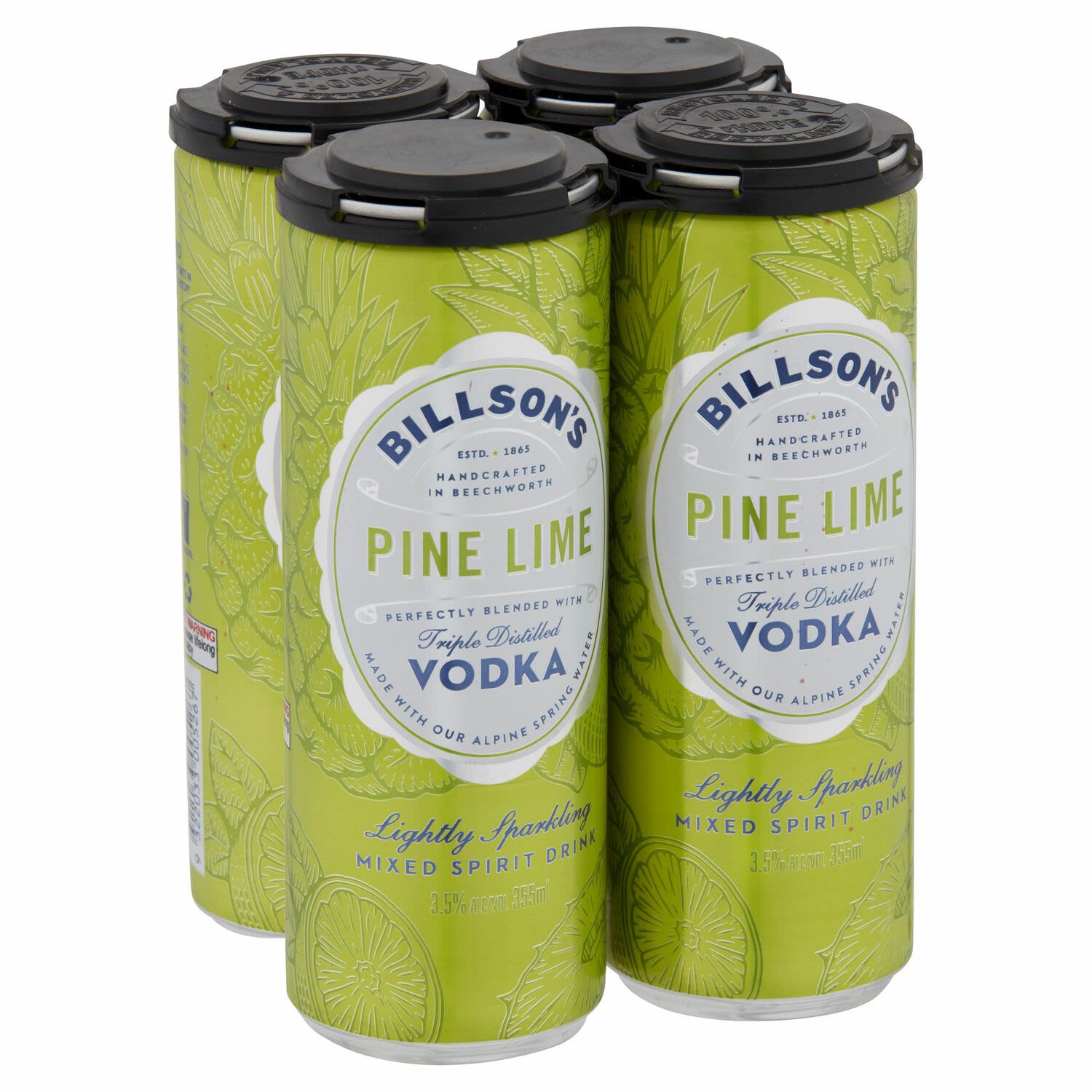 Billson's Vodka Pine Lime Can 355mL 4 Pack