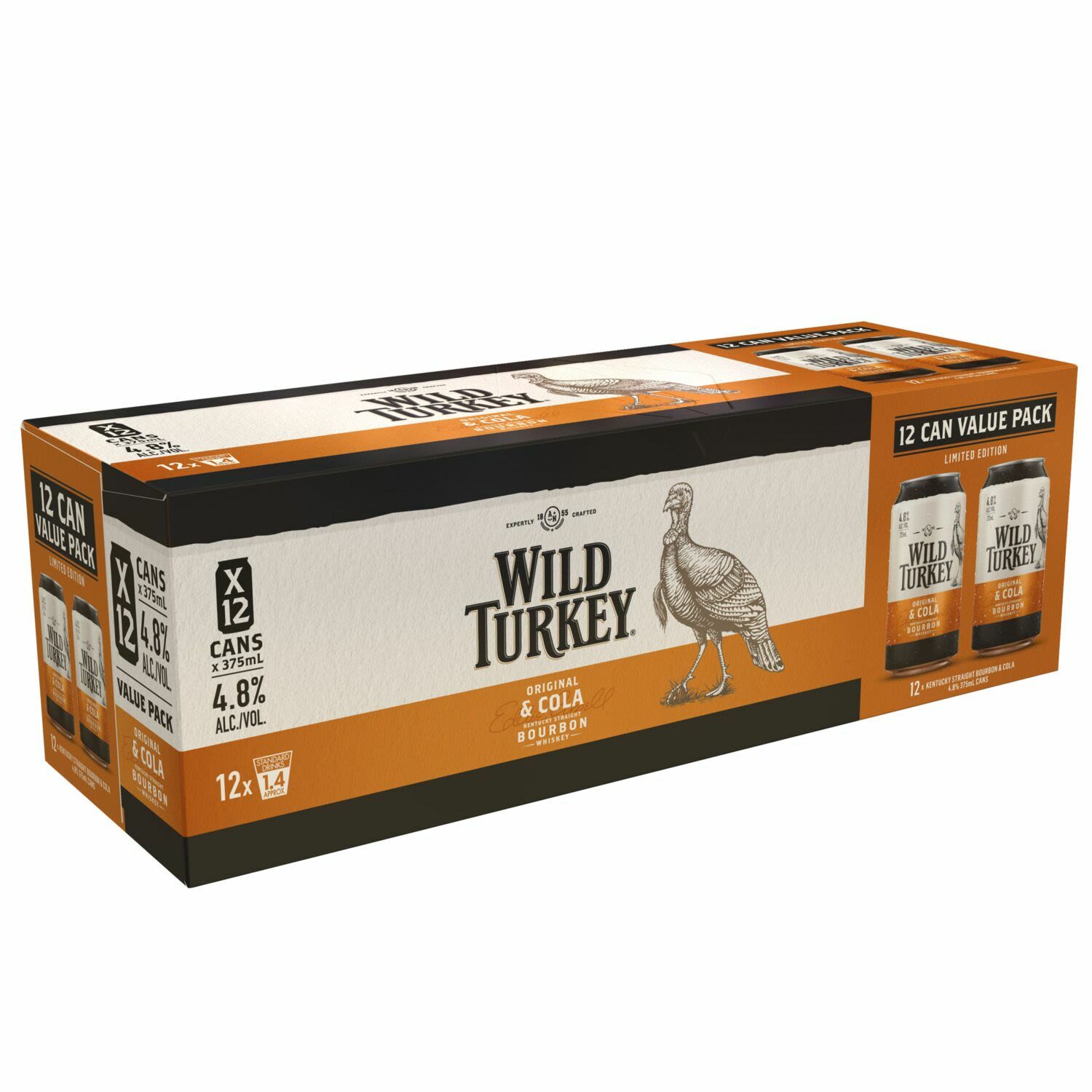 Wild Turkey & Cola 4.8% Bonus 375ml Can 12 Pack