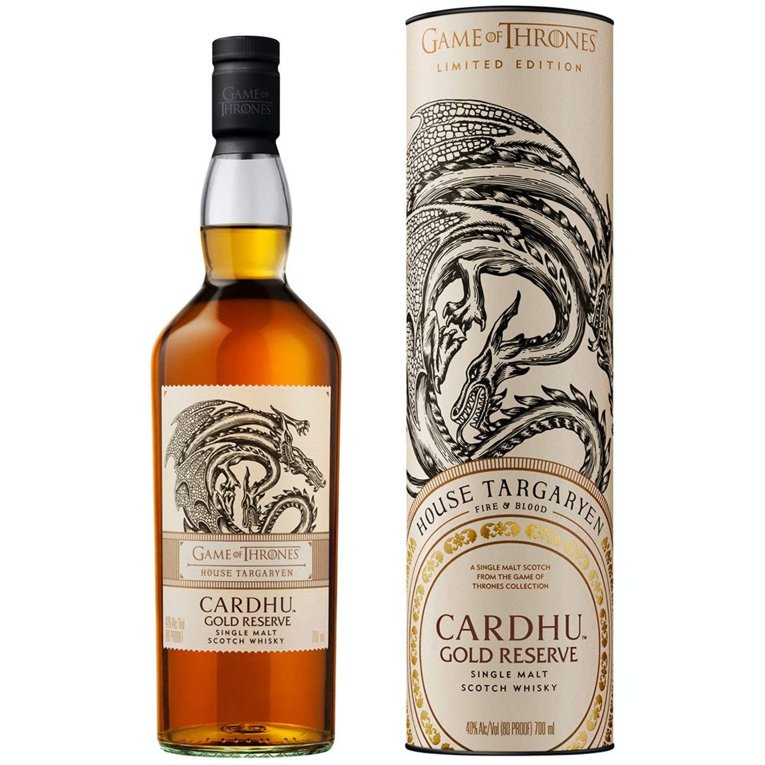 Game of Thrones House Targaryen - Cardhu Gold Reserve Scotch Whisky 700mL Bottle