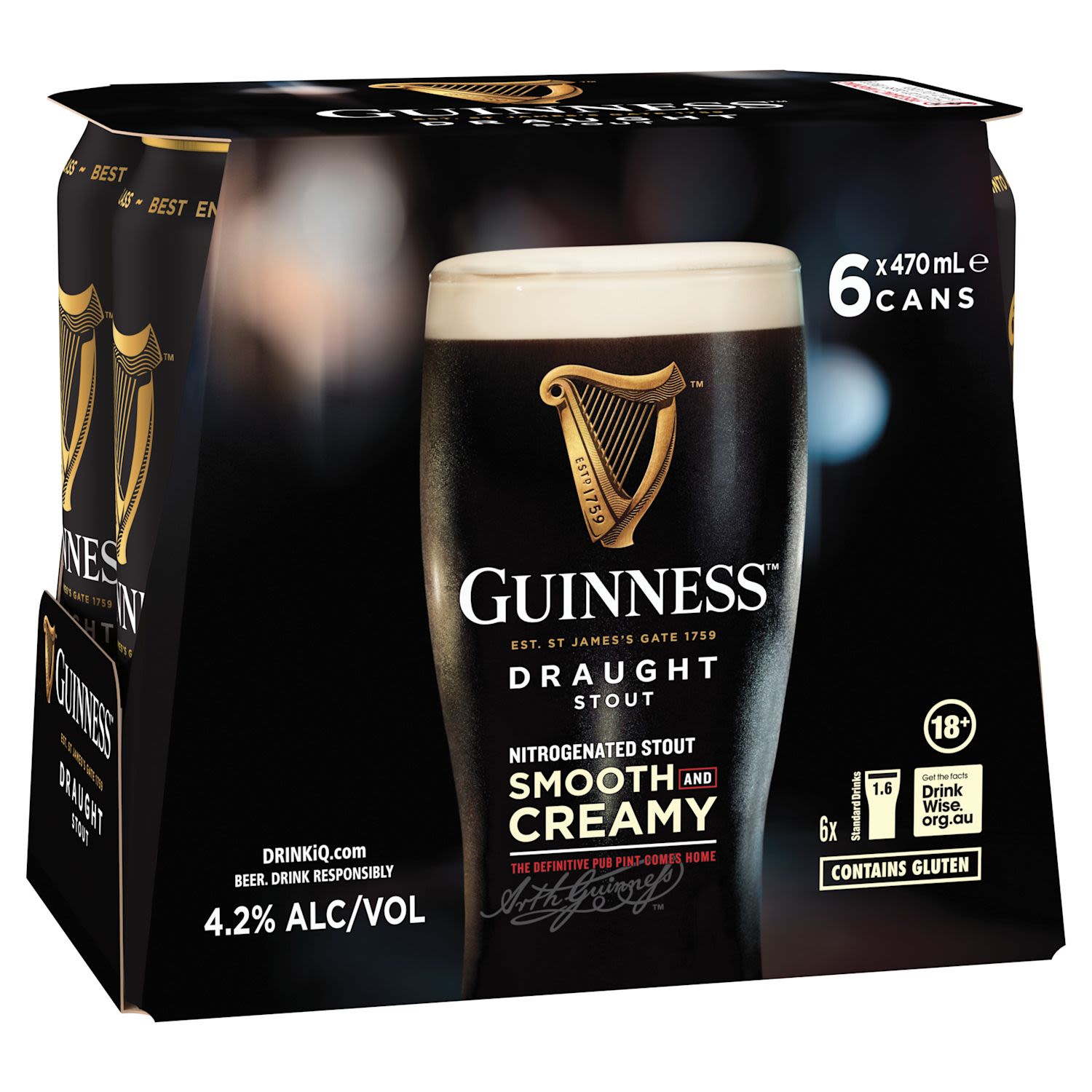 Guinness Draught Can 470mL 6 Pack