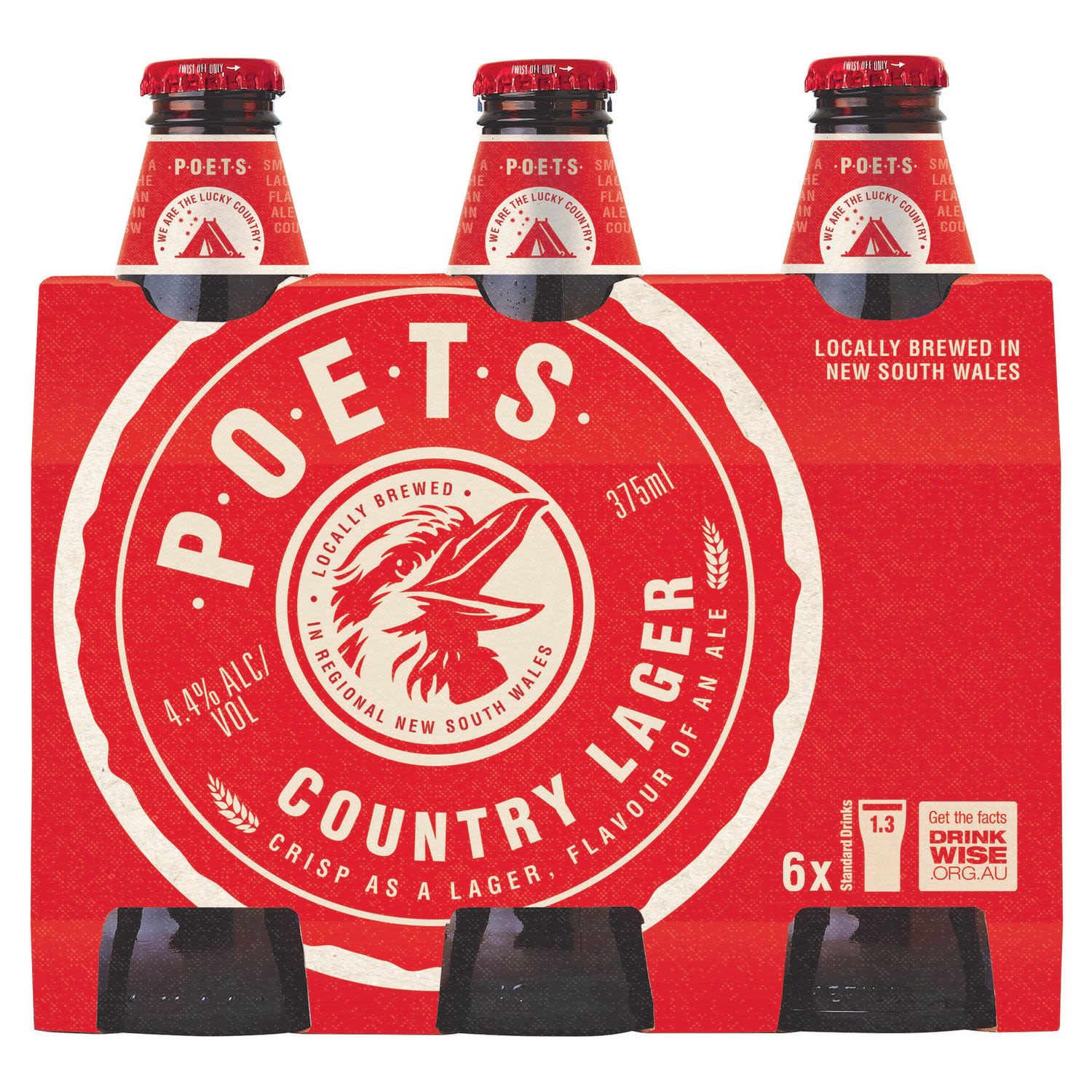 Poets Country Lager Bottle 330mL 6 Pack