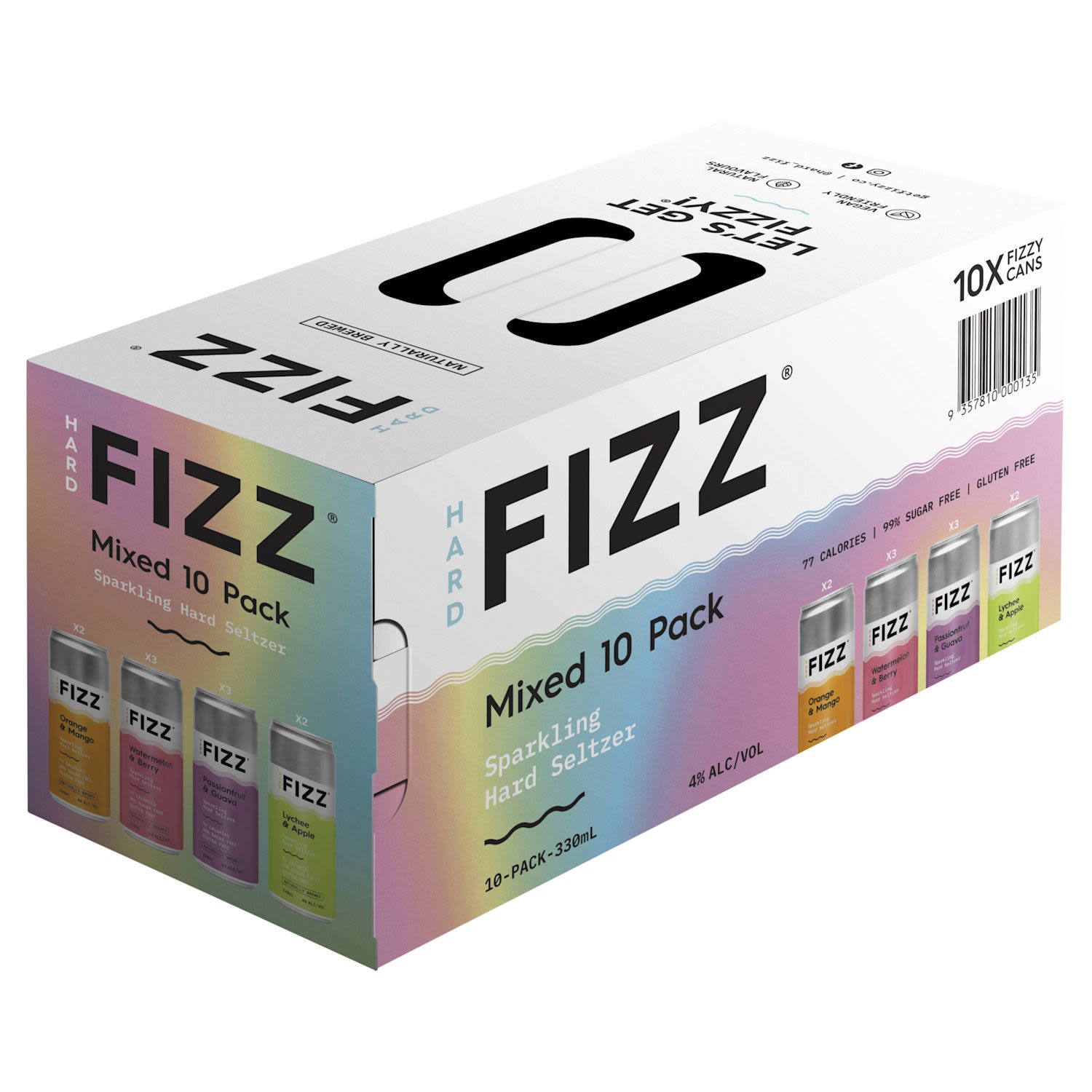 Hard Fizz Mixed 10pk Seltzer 4% 10 x 330mL