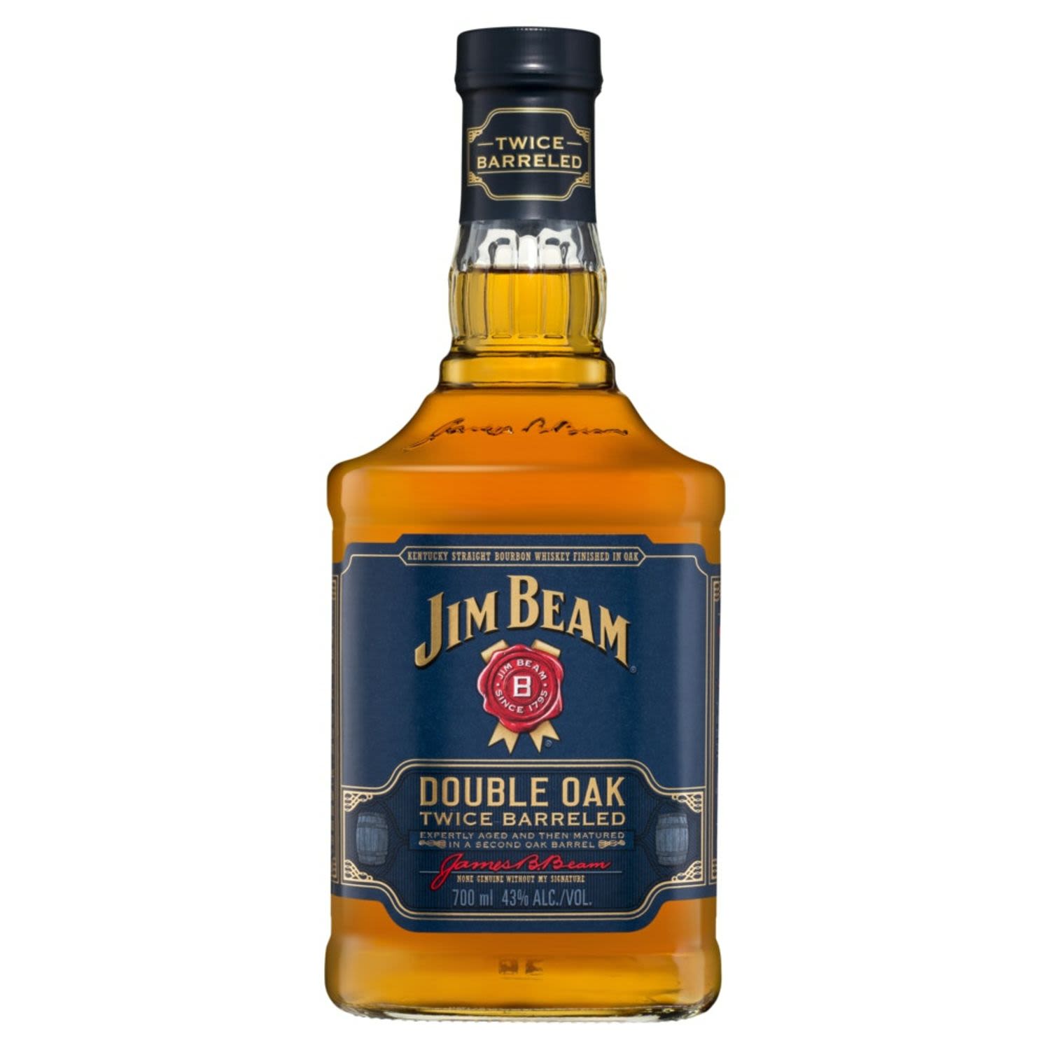Jim Beam Double Oak takes bourbon aging to the next level by using a multi-barrelled approach. It all starts with Jim Beam®, the World’s #1 Bourbon. Then, after the traditional 4-year aging process, the bourbon is transferred to a second freshly charred American White Oak barrel and aged to taste. This second barrelling allows the liquid to develop an even deeper level of intense, spiced oakiness and rich caramel, creating a truly unique bourbon whiskey.<br /> <br />Alcohol Volume: 43.00%<br /><br />Pack Format: Bottle<br /><br />Standard Drinks: 23.8<br /><br />Pack Type: Bottle<br /><br />Country of Origin: USA<br />