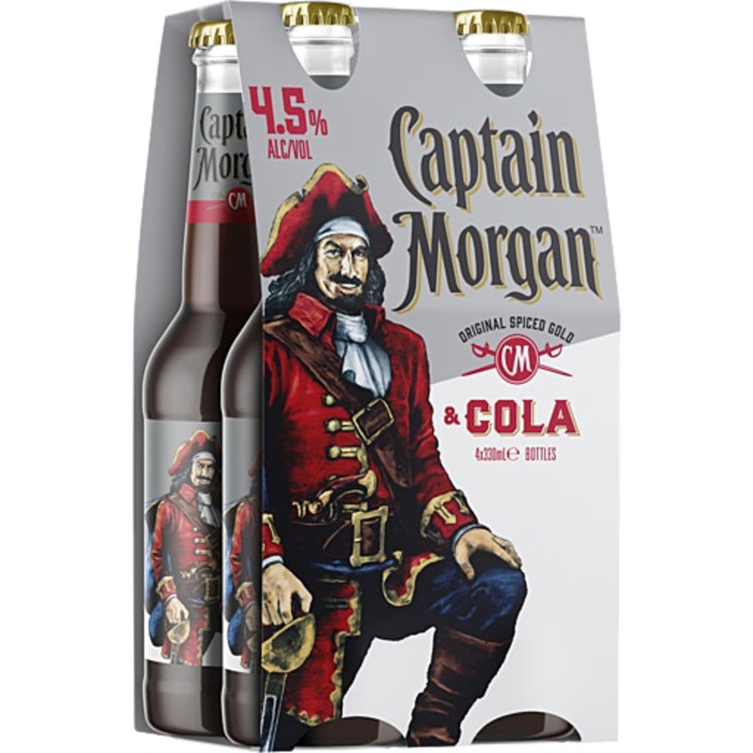 Captain Morgan Original Spiced Gold & Cola Bottle 330mL 4 Pack
