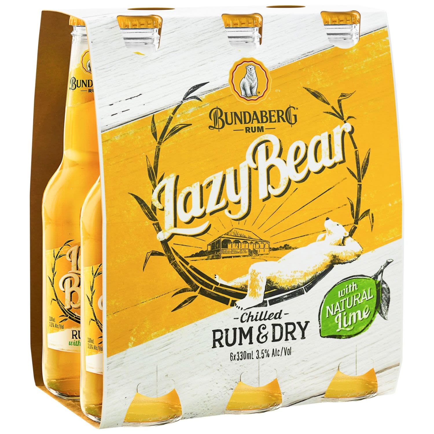 Bundaberg Lazy Bear Rum and Dry 330mL<br /> <br />Alcohol Volume: 3.50%<br /><br />Pack Format: 6 Pack<br /><br />Standard Drinks: 0.9</br /><br />Pack Type: Bottle<br />