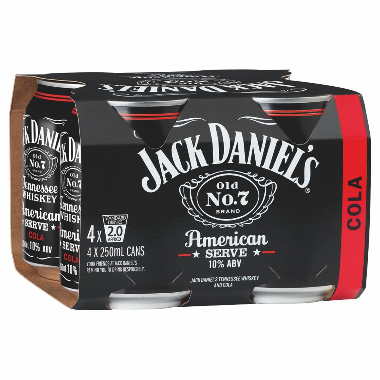 Jack Daniel's & Cola American Serve Can 250mL 4 Pack