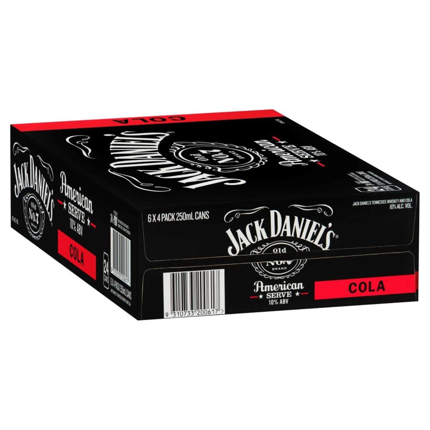 Jack Daniel's American Serve & CLA 10P250mL<br /> <br />Alcohol Volume: 10.00%<br /><br />Pack Format: 24 Pack<br /><br />Standard Drinks: 2</br /><br />Pack Type: Can<br />