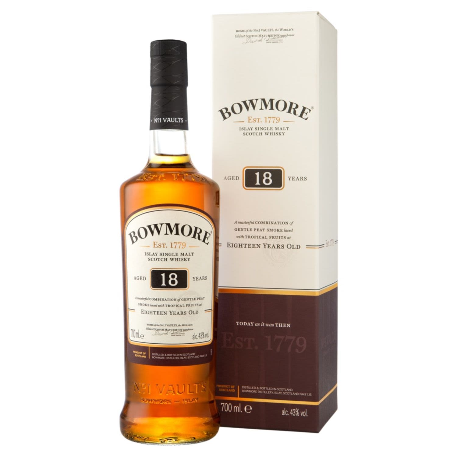 Bowmore Islay Single Malt Scotch Whisky 18 Year Old 700mL Bottle