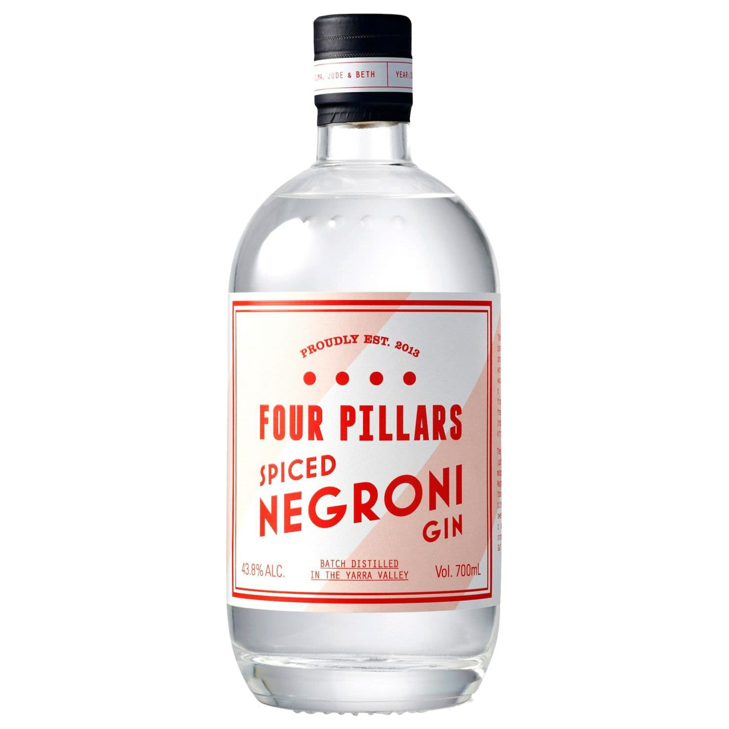 This gin is the first collaboration in Four Pillars ‘Bartender Series’ and was originally the result of a conversation between distiller Cameron and leading bartender Jason Williams - they wanted to create a gin specifically for the Negroni. Four Pillars Spiced Negroni Gin is a highly aromatic, rich and (yes) spicy gin with great power and intensity. They added an exotic West African spice called Grains of Paradise, one of the most unusual spices in the world, with clove and sichuan characters but although very powerful, the spice tends to glow rather than become hot. Four Pillars also used beautiful organic blood oranges in the botanical basket, as well as some ginger. These wonderfully fragrant fresh botanicals help lift the spice to another level. Finally, they opened up the plates to add weight and intensity to the gin.<br /> <br />Alcohol Volume: 43.80%<br /><br />Pack Format: Bottle<br /><br />Standard Drinks: 24.2</br /><br />Pack Type: Bottle<br /><br />Country of Origin: Australia<br />
