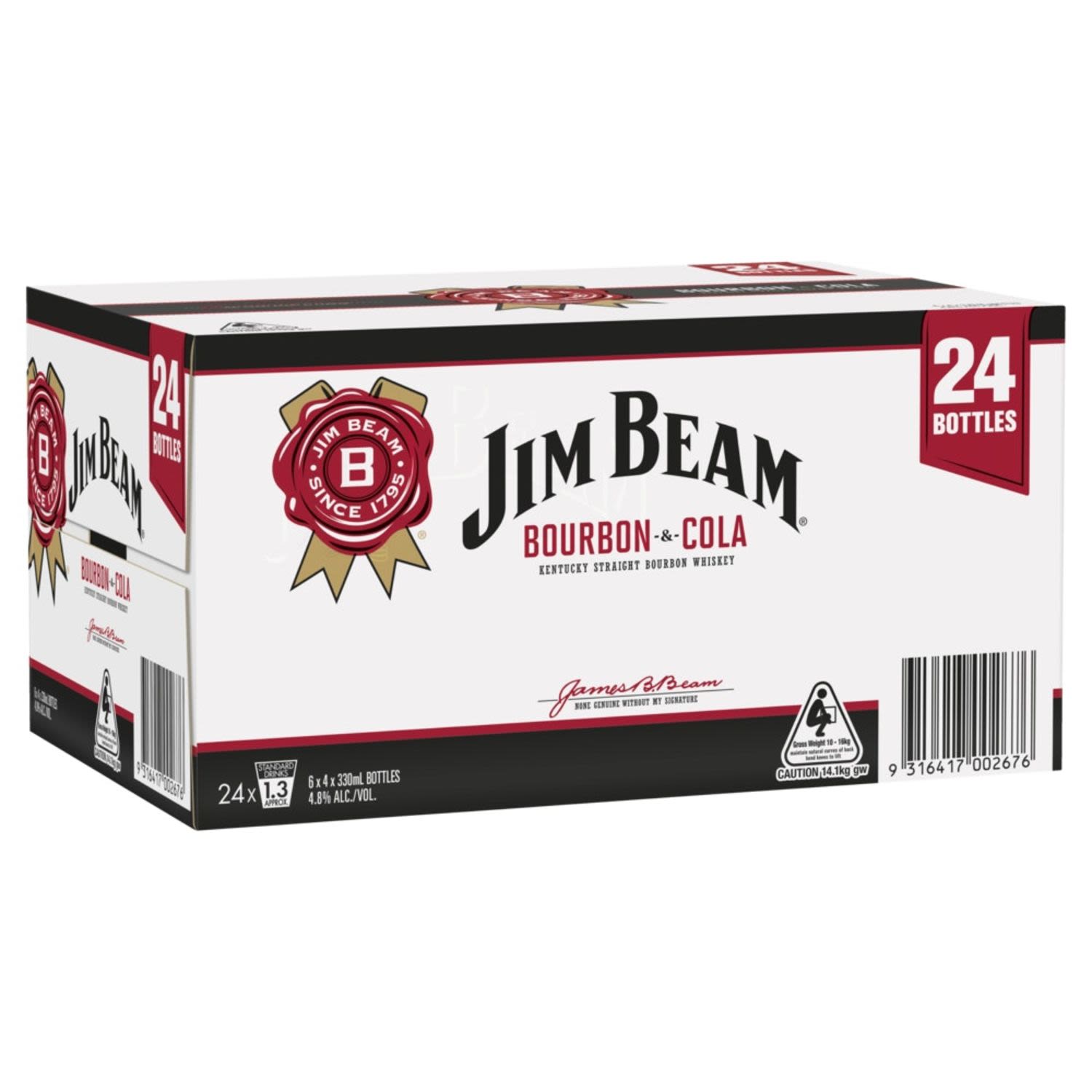 Jim Beam White & Cola Bottle 330mL 24 Pack