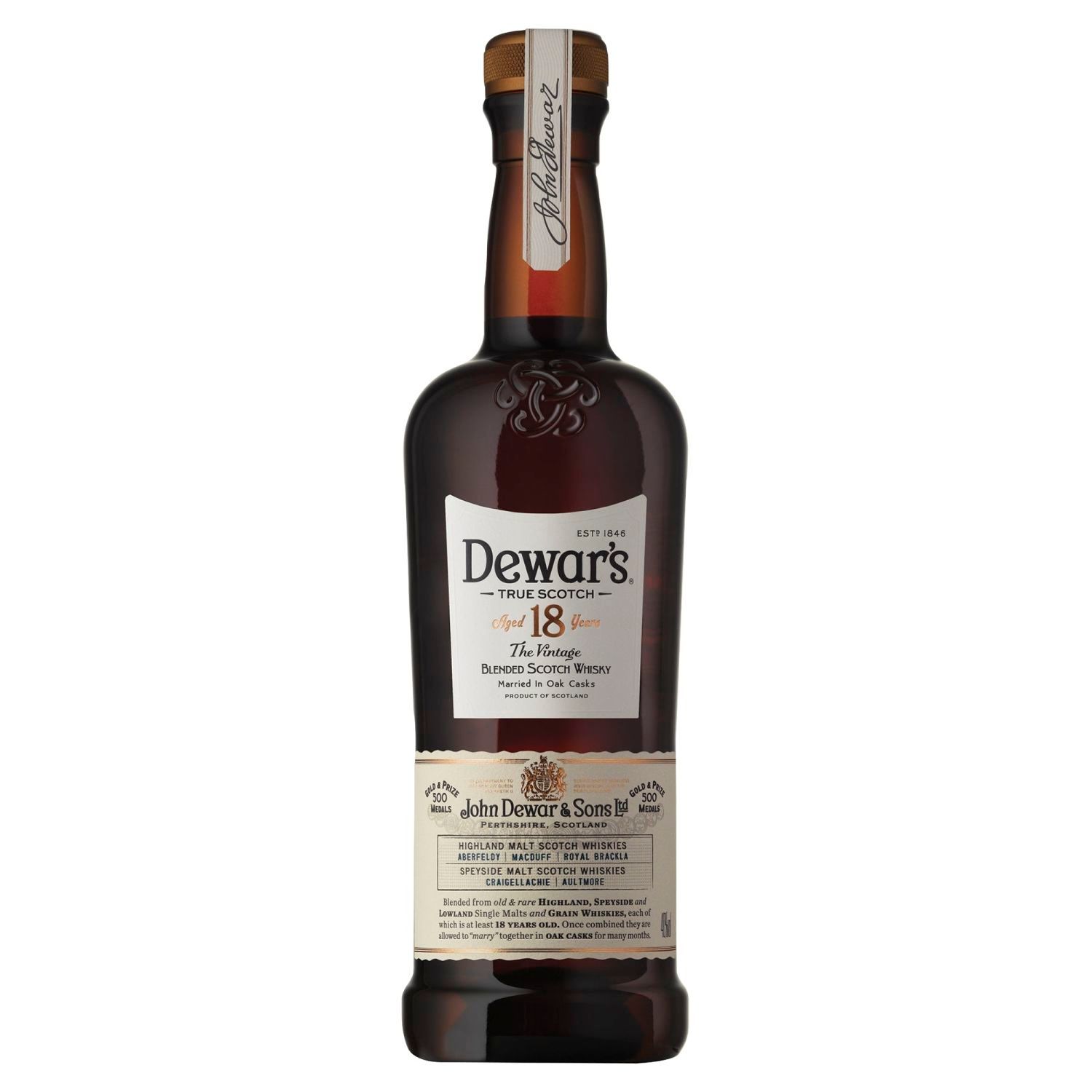 Dewar's The Vintage 18 Year Old Scotch Whisky 750mL Bottle