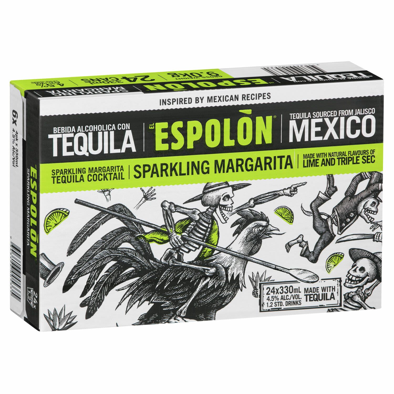 Espolon Tequila Sparkling Margarita Can 330mL 24 Pack