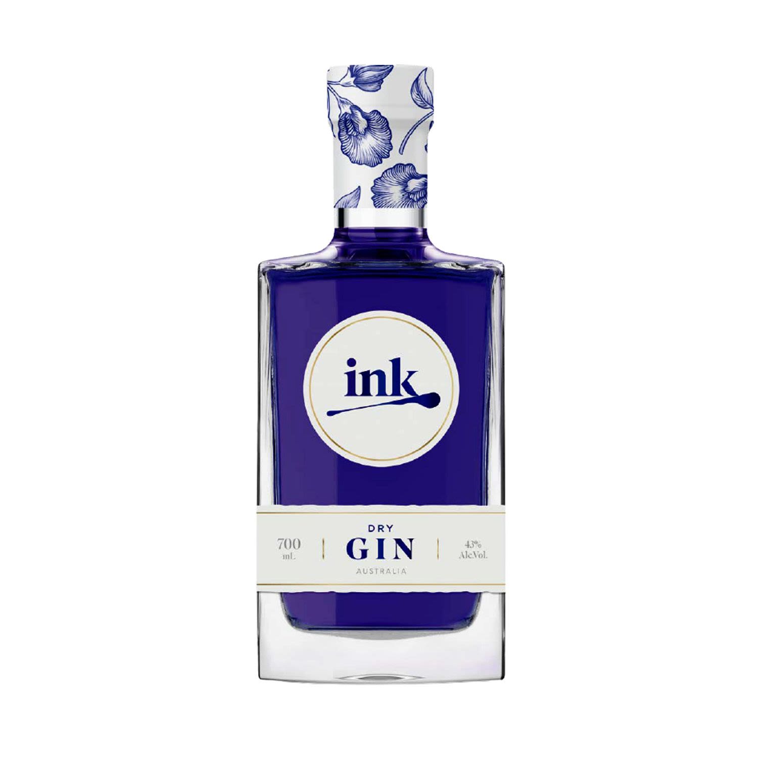Ink Gin was created in the Northern Rivers of NSW after a global voyage of botanical discovery. This natural floral infusion of Butterfly Pea Flower petals gives Ink Dry Gin a remarkable and lustrous inky blue hue. Visually beautiful with changes of colour from deep blue to blush pink when mixed with tonic water or a splash of lemon juice. Distilled with a blend of traditional and exotic ingredients, the flavour of juniper, native lemon myrtle, Tasmanian pepper berries and sweet orange make for a aromatic and full flavoured experience. Husk Distillers is a family owned craft distillery based on the family farm in Tumbulgum, Tweed Valley. Australia's only plantation rum distillery, the Messenger family & the Husk Distillers team focus on creating innovative & unique spirits using local, exotic & organic ingredients with a 'paddock to bottle' approach.<br /> <br />Alcohol Volume: 43.00%<br /><br />Pack Format: Bottle<br /><br />Standard Drinks: 23.7</br /><br />Pack Type: Bottle<br /><br />Country of Origin: Australia<br />
