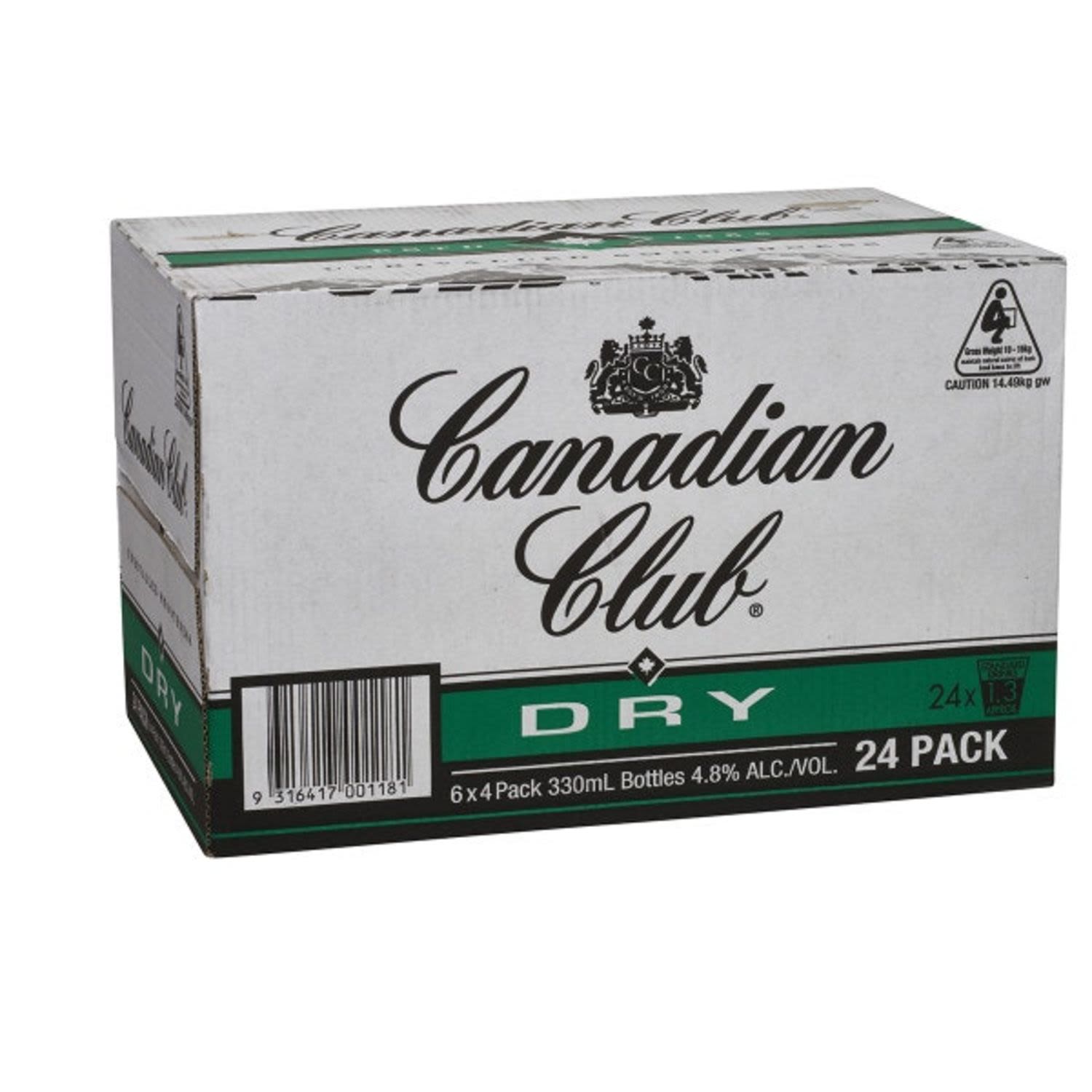 Canadian Club Whisky RTD comes as a blend of six-year-old Canadian Club and Dry Ginger Ale. Enjoy chilled or poured over ice for the ultimate refreshment.<br /> <br />Alcohol Volume: 4.80%<br /><br />Pack Format: 24 Pack<br /><br />Standard Drinks: 1.3</br /><br />Pack Type: Bottle<br />