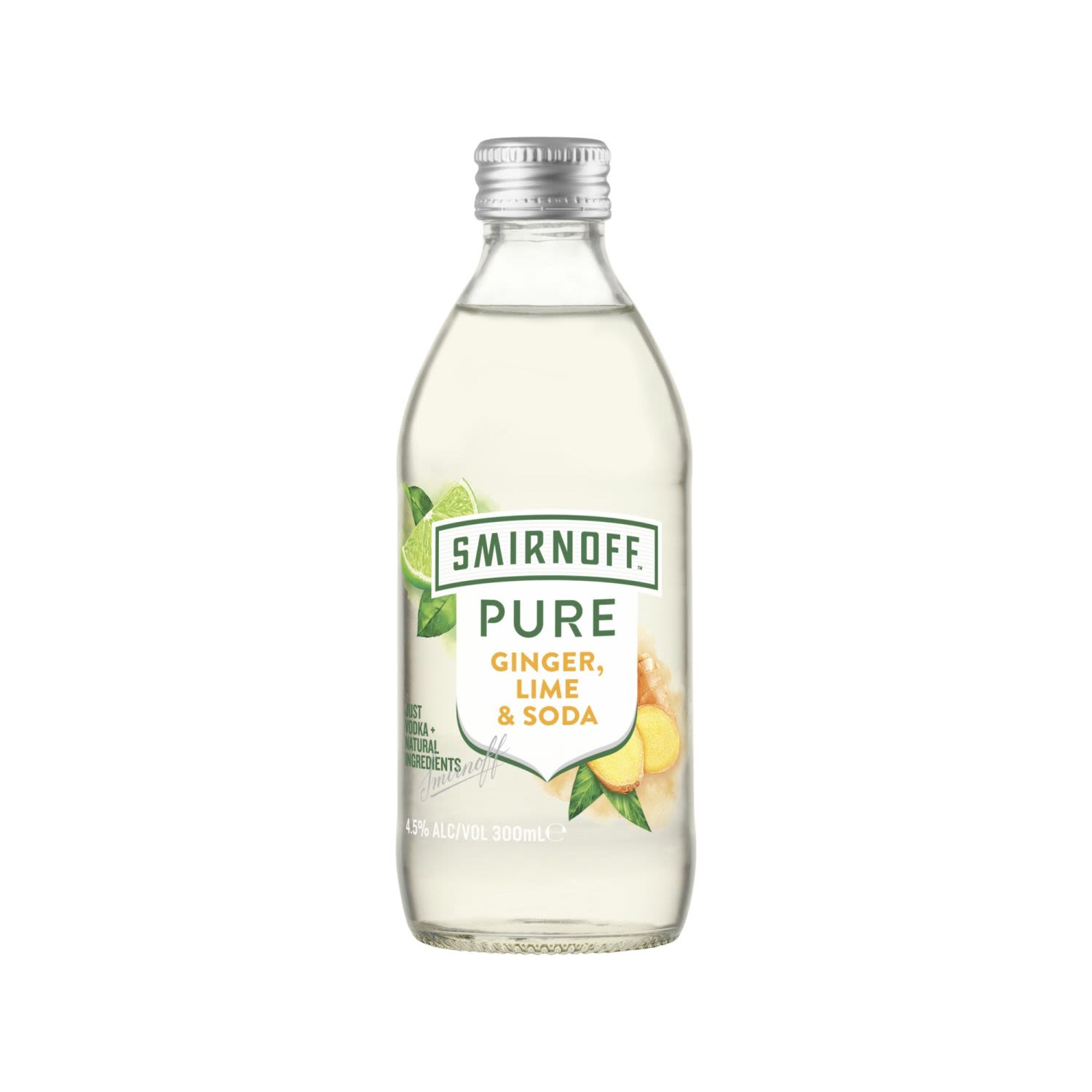 Smirnoff Pure Ginger Lime & Soda Bottle 300mL