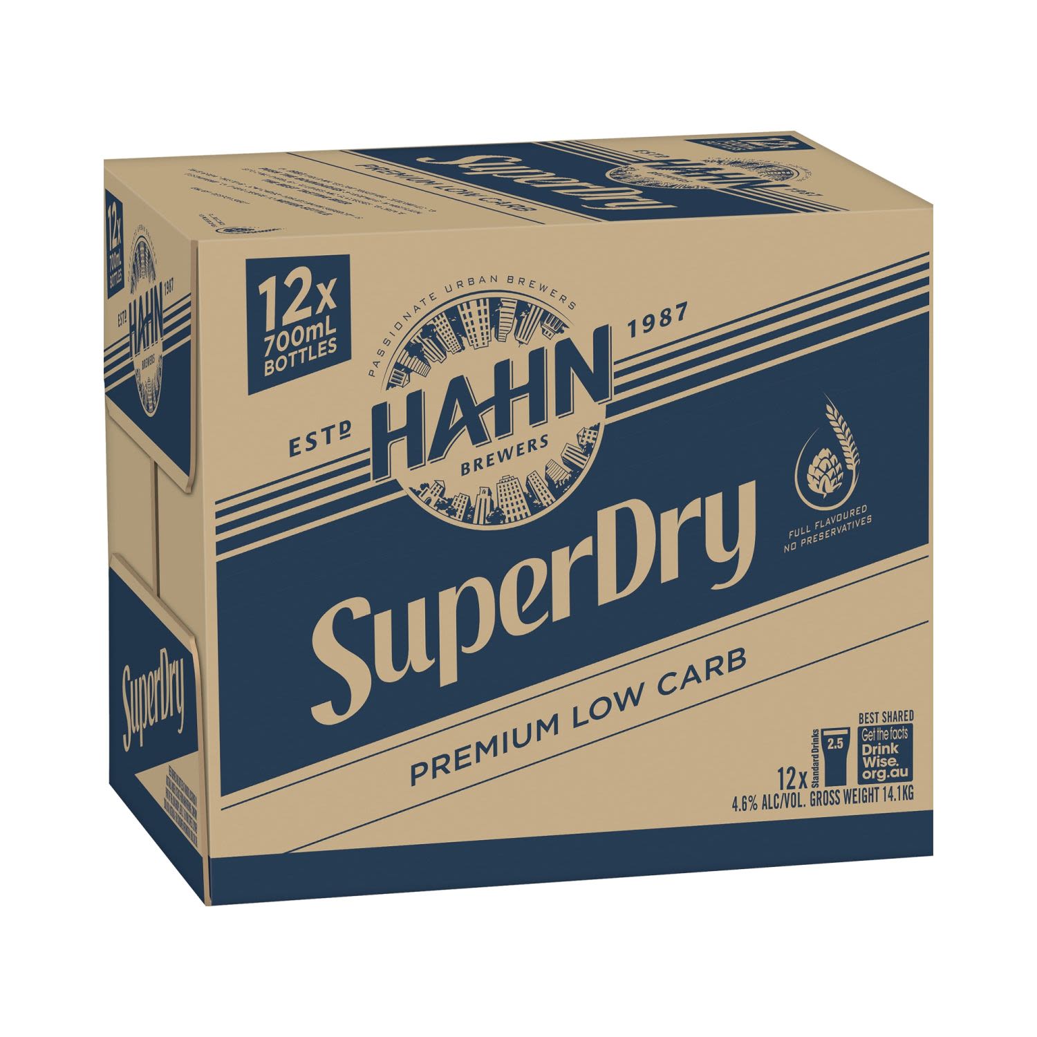 Hahn SuperDry Bottle 700mL 12 Pack