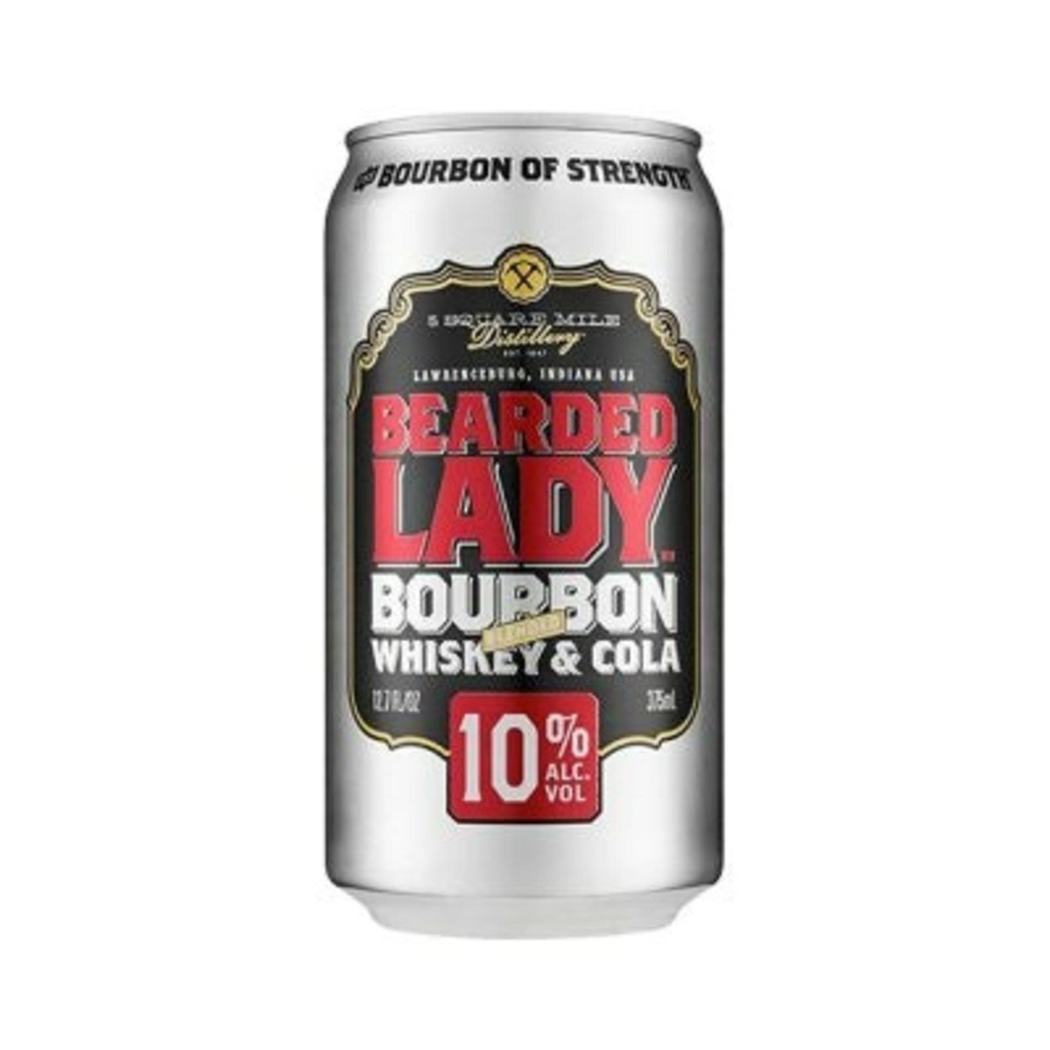 Bearded Lady Bourbon is made with a strength you can taste. It delivers a full bourbon vanilla oak flavour and a cola that doesnt overpower the bourbon sweetness.<br /> <br />Alcohol Volume: 10.00%<br /><br />Pack Format: 24 Pack<br /><br />Standard Drinks: 3<br /><br />Pack Type: Can<br />