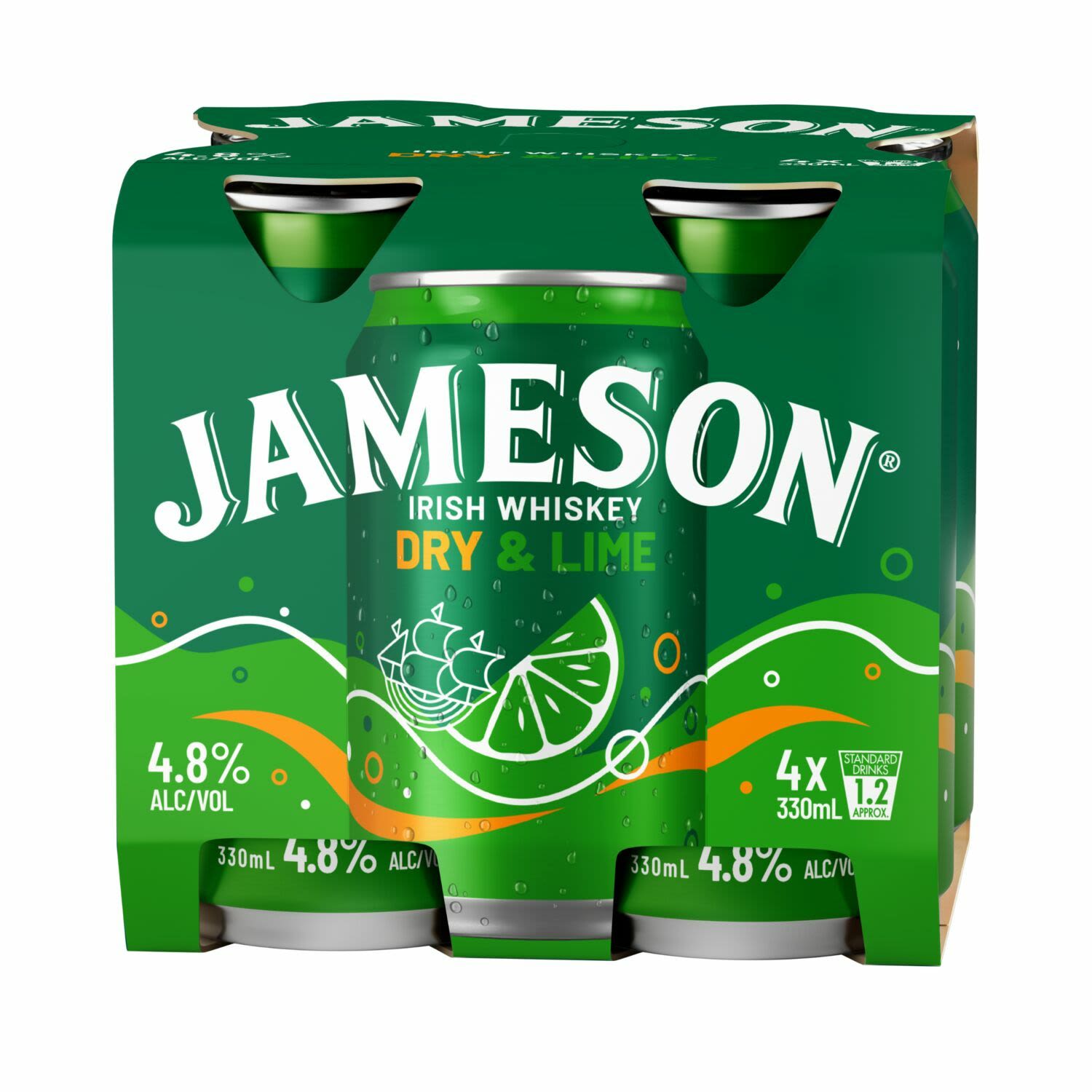 Jameson Dry & Lime Can 330mL 4 Pack