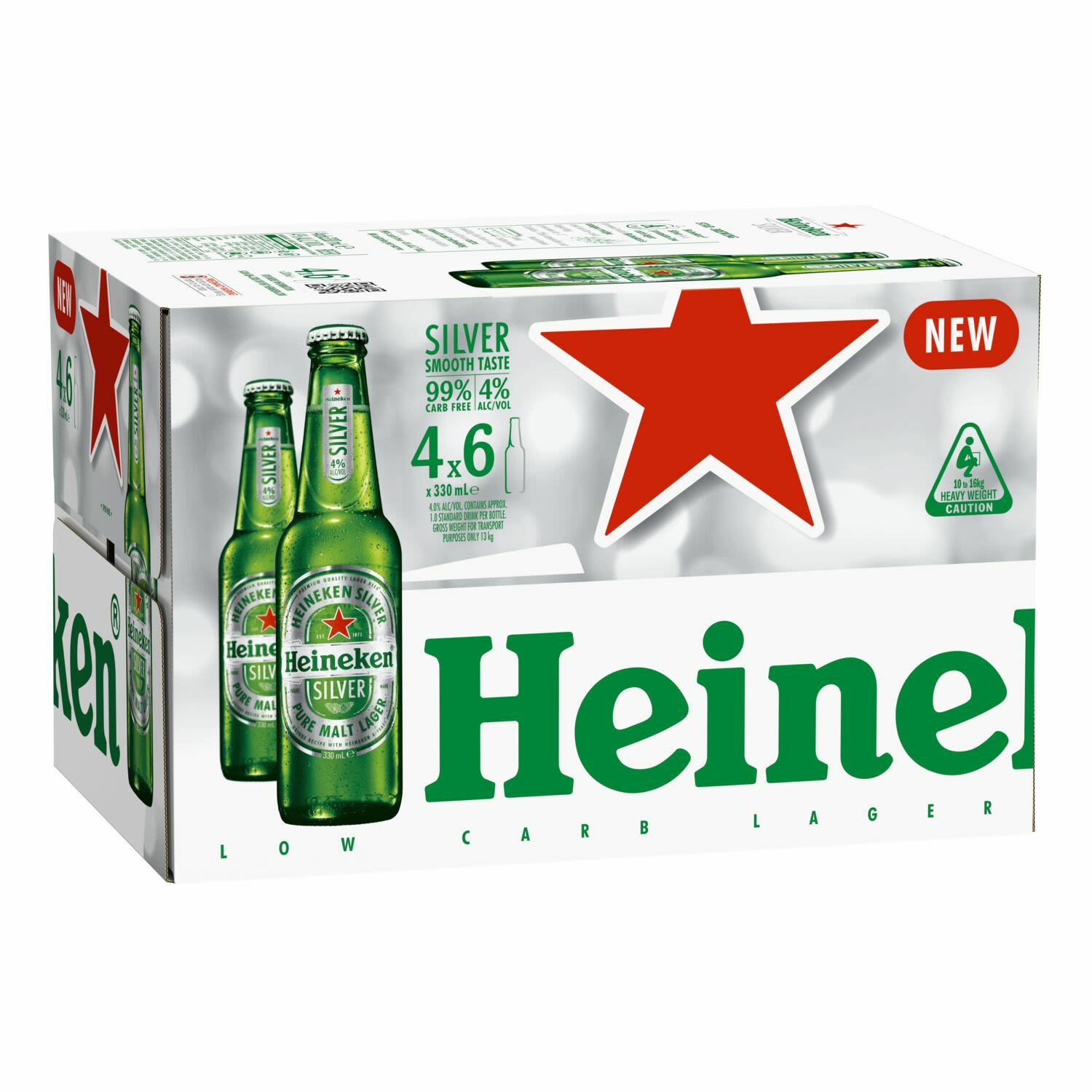 Heineken Silver Bottle 330mL 24 Pack