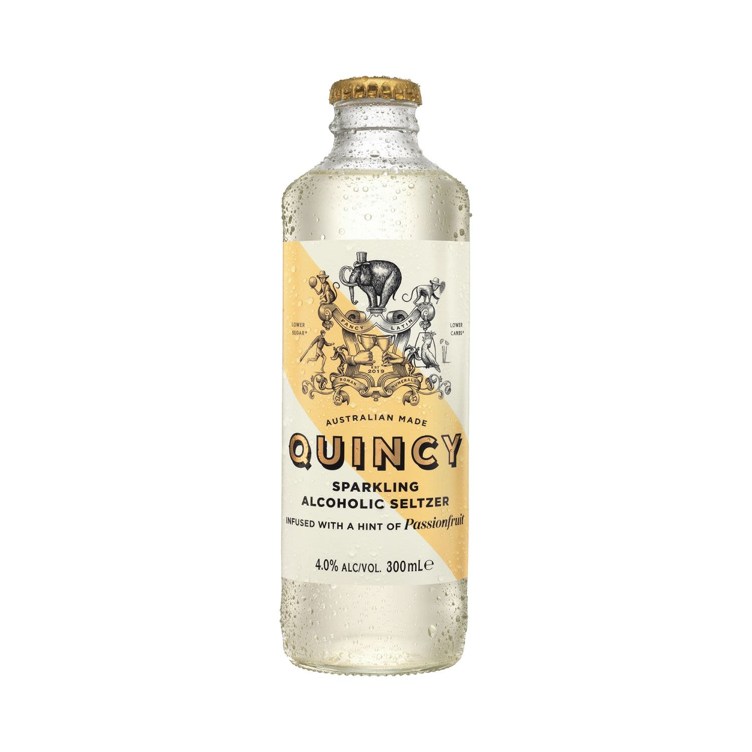 Quincy Sparkling Passionfruit Alcoholic Seltzers Bottle 300mL