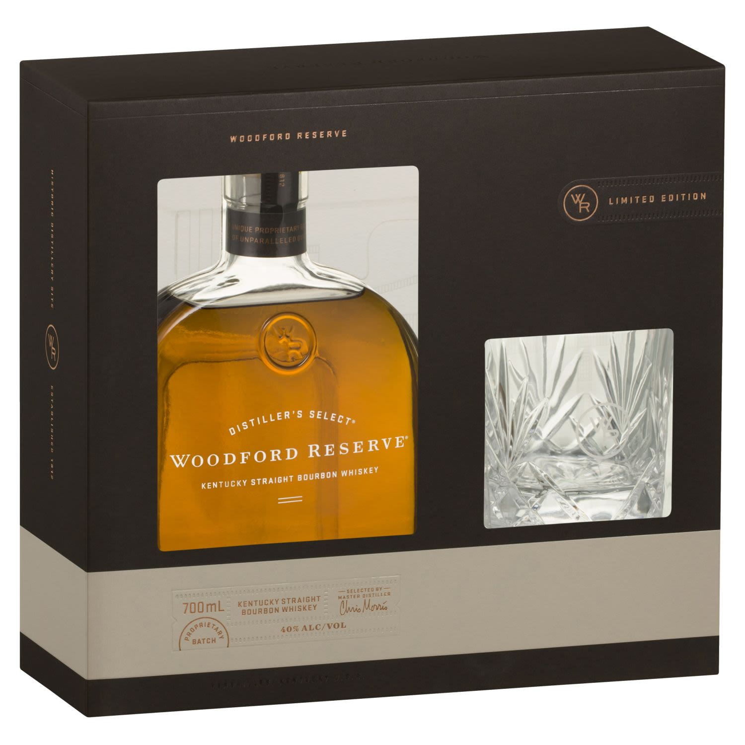 Woodford Reserve Bourbon + Premium Old Fashioned Glass Gift Pack 700mL  Bottle