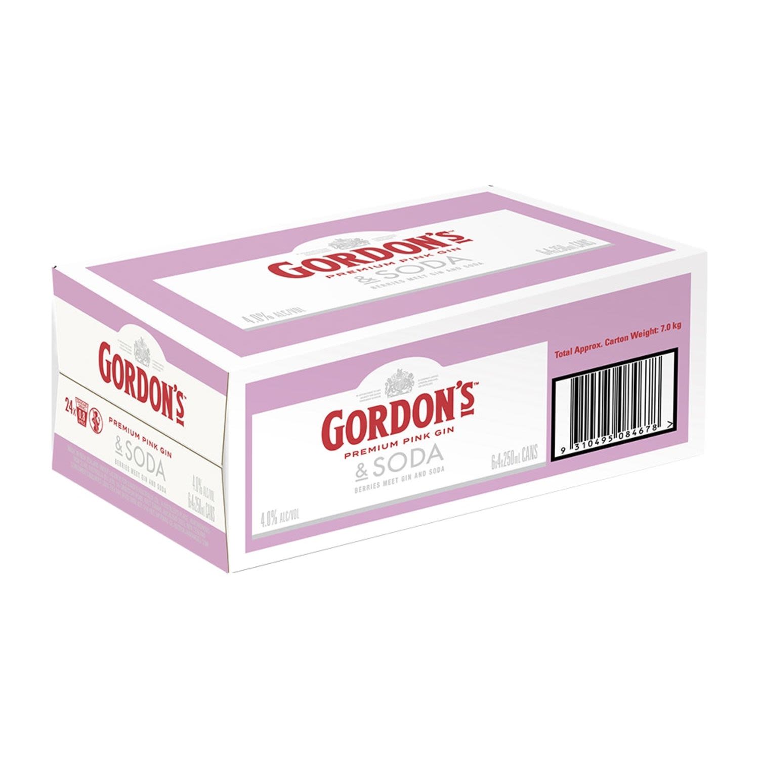 Gordon's Pink Gin & Soda Can 250mL 24 Pack