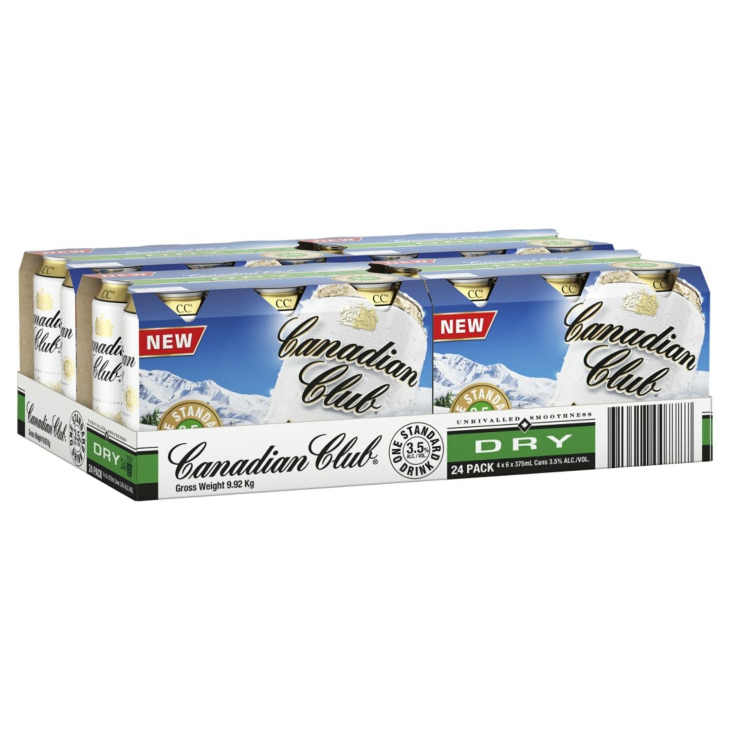 Canadian Club & Dry Mid Strength Can 375mL 24 Pack
