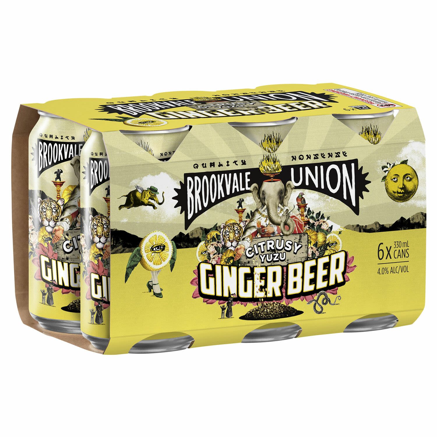 Brookvale Ginger Beer Citrussy Yuzu Can 330mL 6 Pack