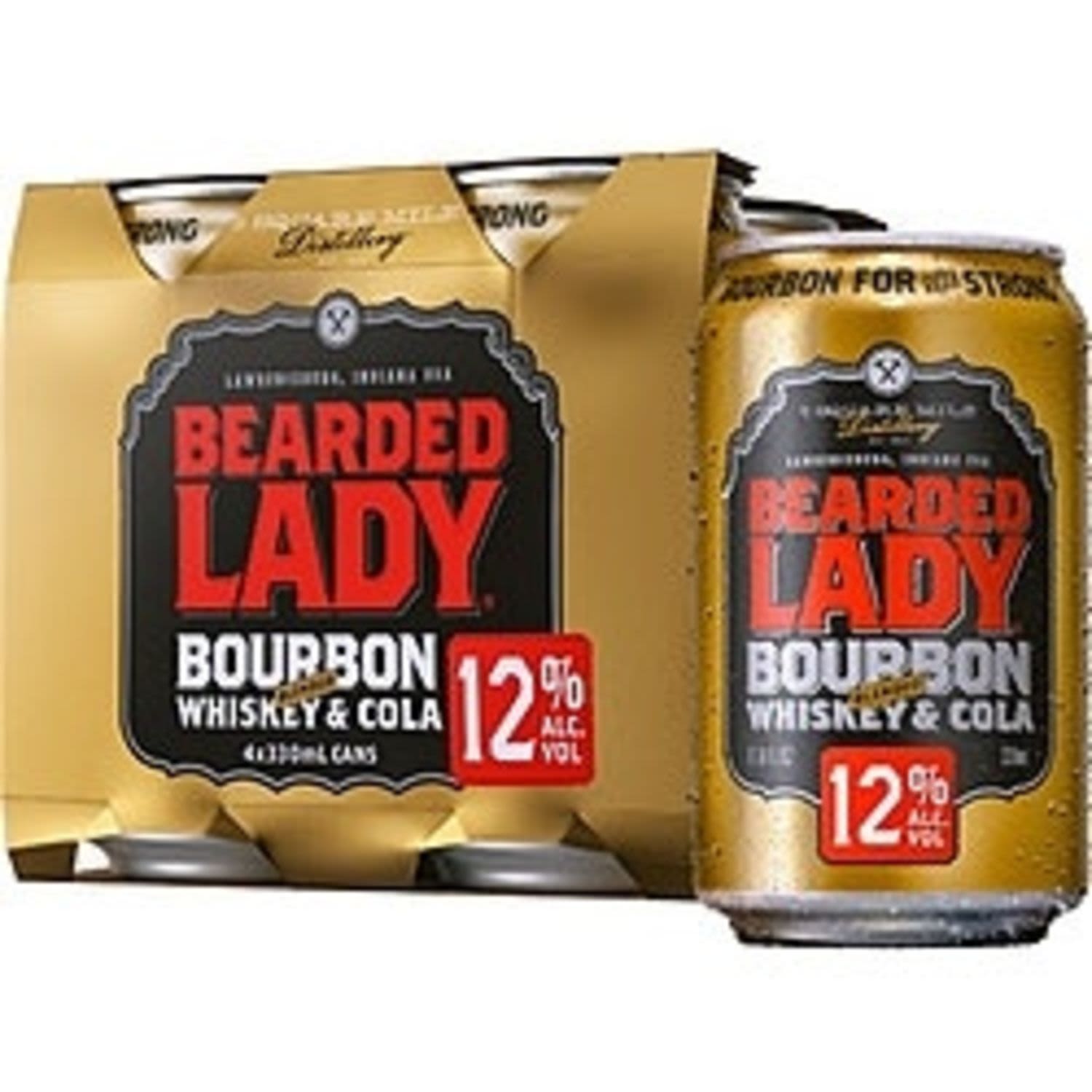 Bearded Lady Bourbon & Cola 12% Can 375mL 4 Pack
