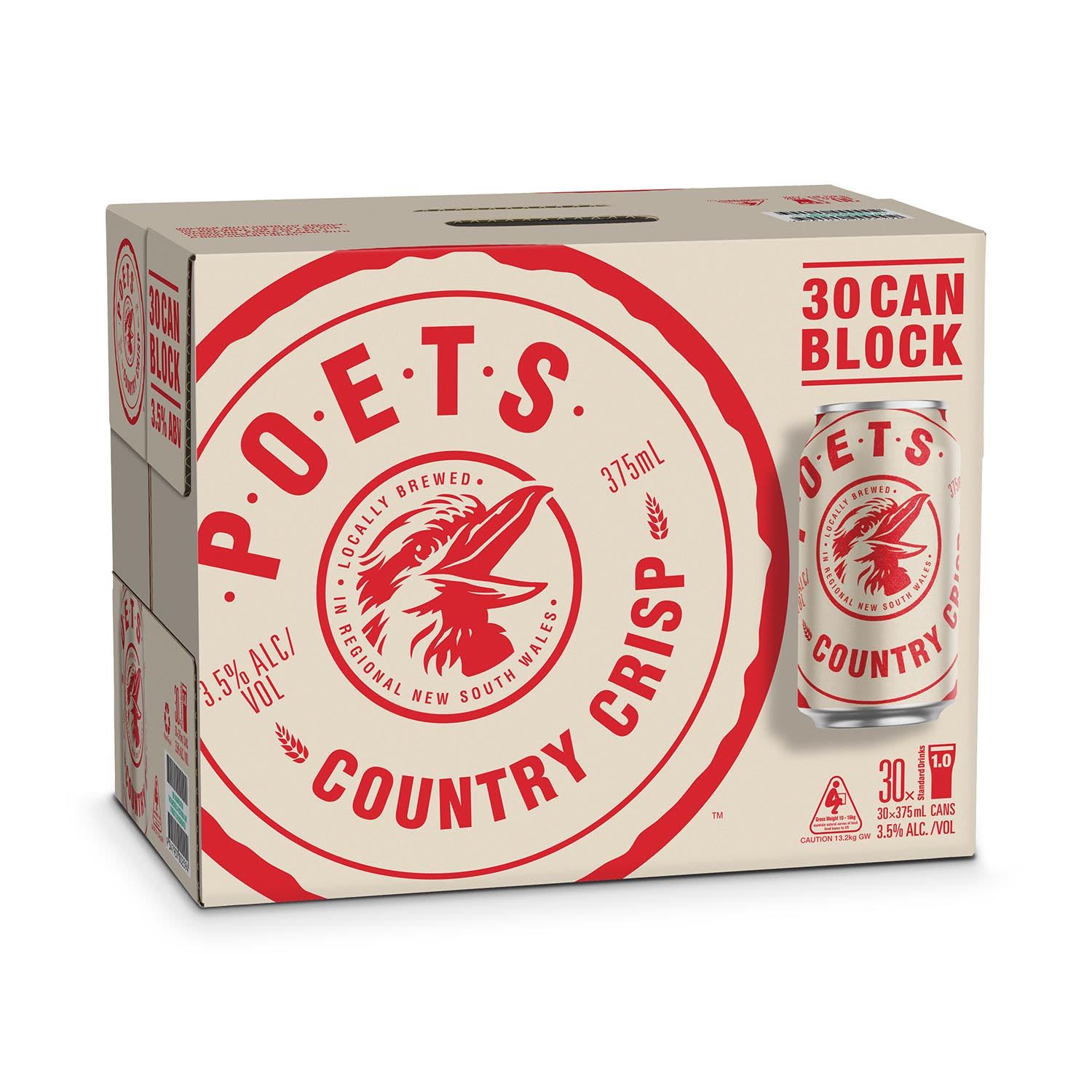 Poets Country Poets Country Crisp Mid Can 375mL 30 Pack, 11250 Millilitre 