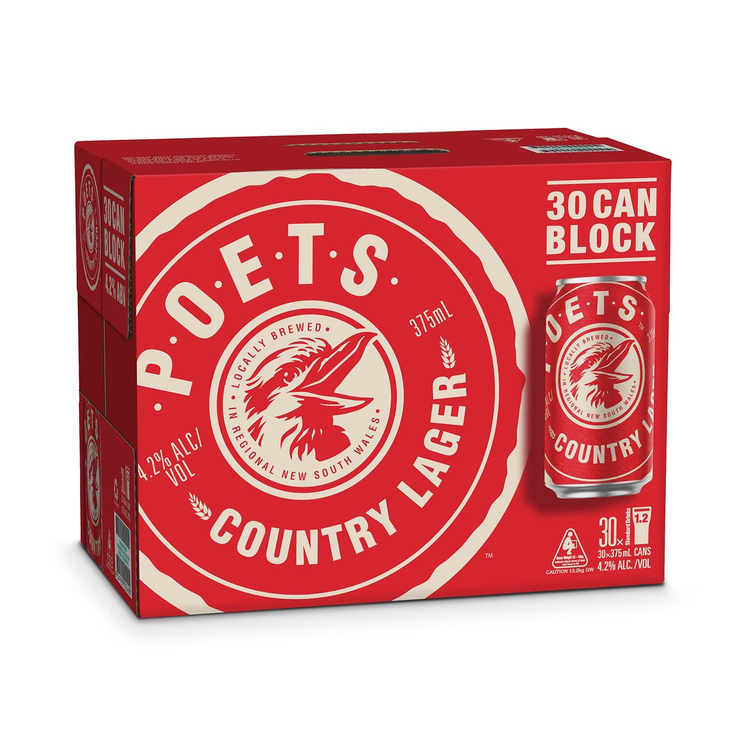 Poets Country Lager Can 375mL 30 Pack