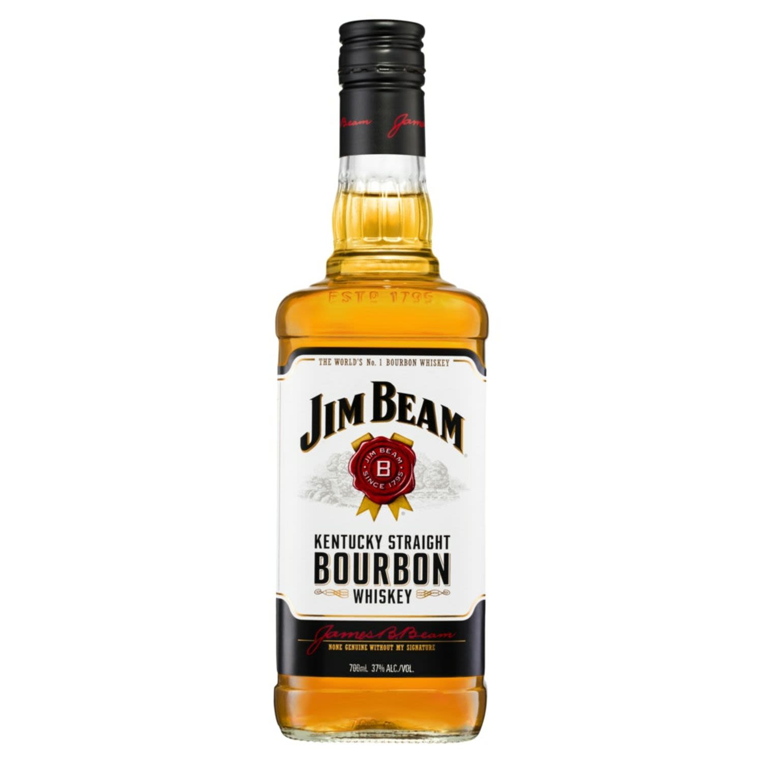 Elegant. Smooth. Refined. That’s what 4 years of aging in newly charred American white oak barrels does to our bourbon. But every drop is worth the effort, and we love the idea of sticking to our great-great-grandfather’s recipe. Jim Beam is the #1 selling bourbon in the world and the #1 selling spirit in Australia.<br /> <br />Alcohol Volume: 37.00%<br /><br />Pack Format: Bottle<br /><br />Standard Drinks: 20.5<br /><br />Pack Type: Bottle<br /><br />Country of Origin: USA<br />