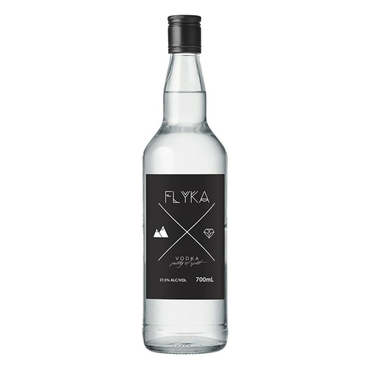 Flyka is a pure and sophisticated vodka that uses a 100% pure grain recipe. Produced from wheat, Flyka is distilled through a continuous still to purify the liquid, which is then diluted with filtered water.<br /> <br />Alcohol Volume: 37.50%<br /><br />Pack Format: Bottle<br /><br />Standard Drinks: 21</br /><br />Pack Type: Bottle<br /><br />Country of Origin: Australia<br />