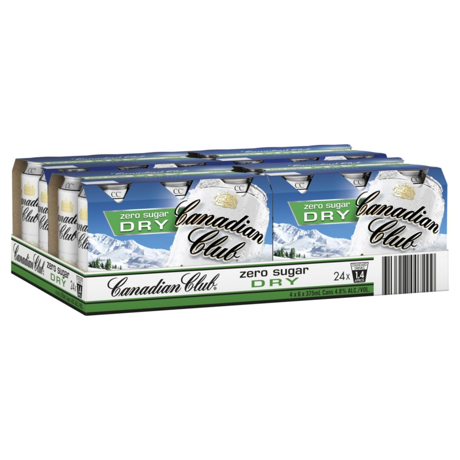 Canadian Club & Dry Zero Sugar Can 375mL 24 Pack