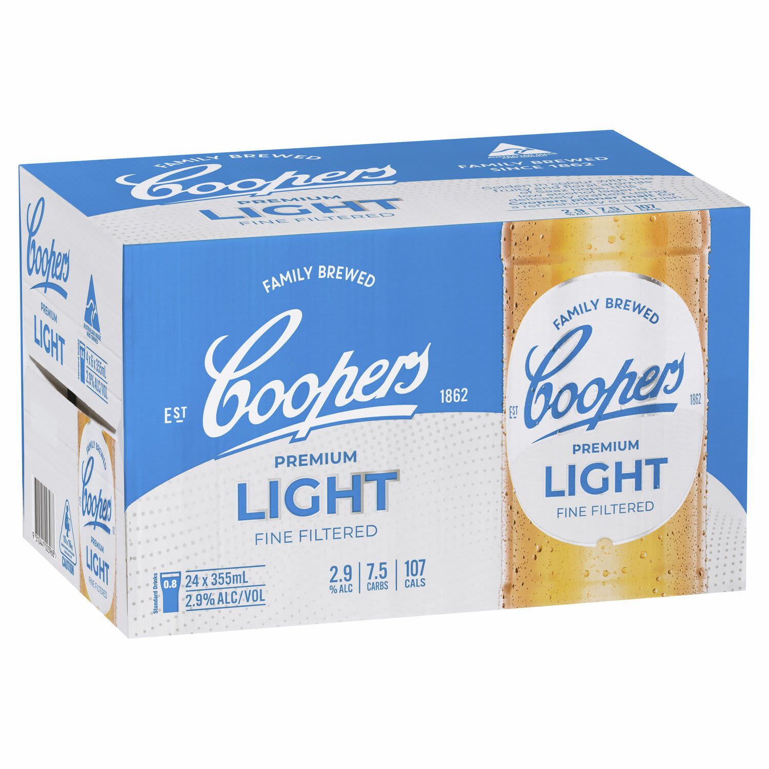 Coopers Premium Light Bottle 355mL 24 Pack