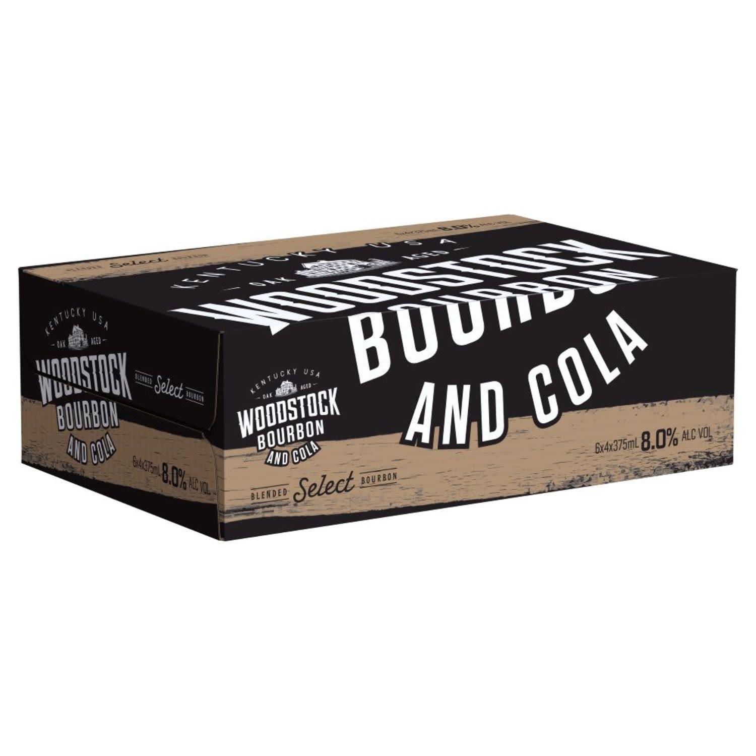 Woodstock Bourbon & Cola 8% Can 375mL 24 Pack