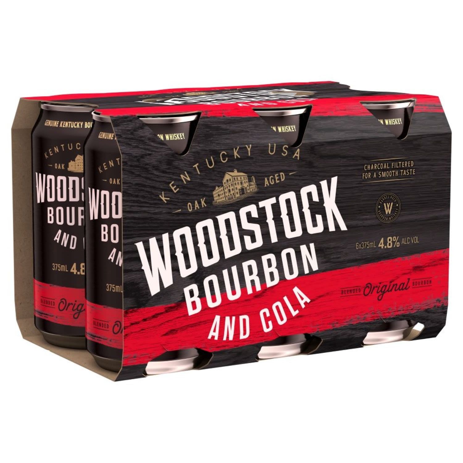 Woodstock Bourbon & Cola 4.8% Can 375mL 6 Pack