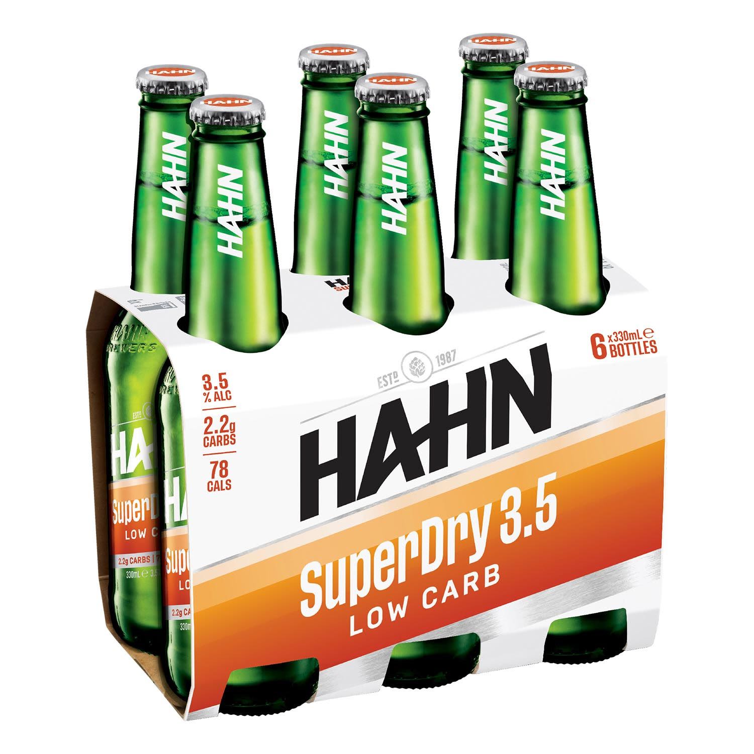 Hahn SuperDry 3.5% Bottle 330mL 6 Pack