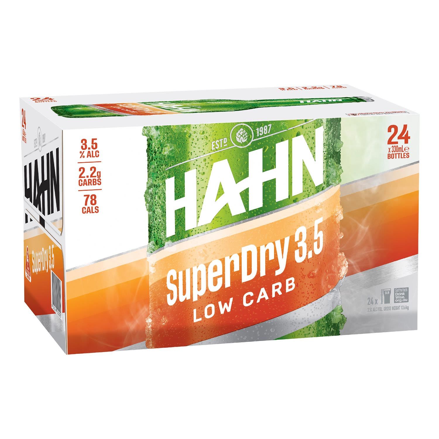 Hahn SuperDry 3.5% Bottle 330mL 24 Pack