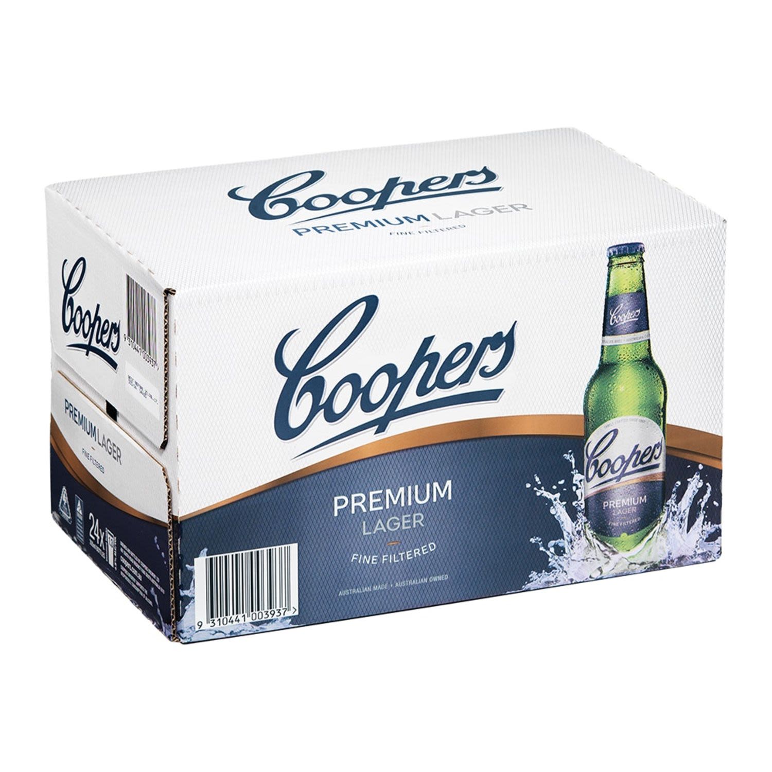 Coopers Premium Lager Bottle 355mL 24 Pack