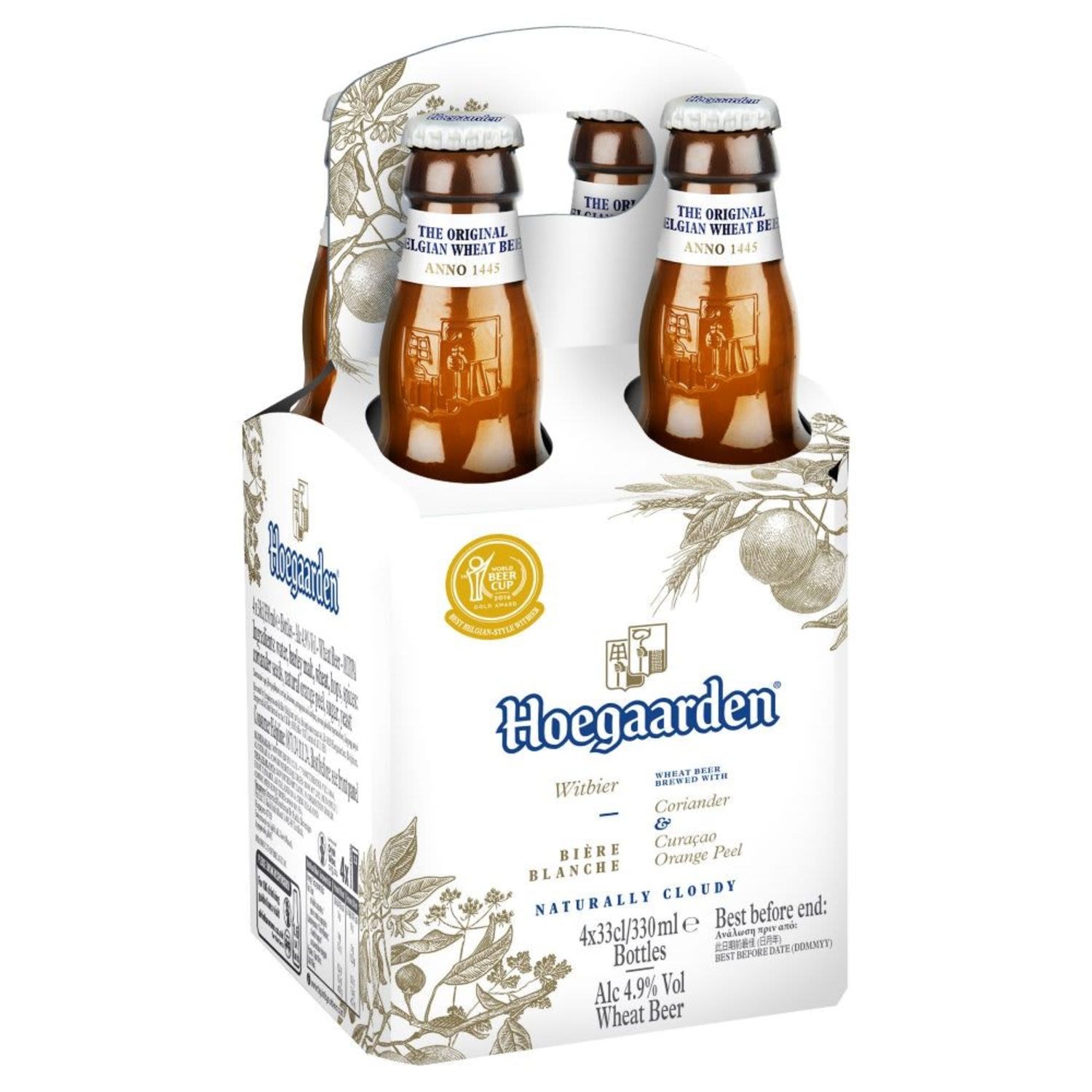 Hoegaarden White Bottle 330mL 4 Pack