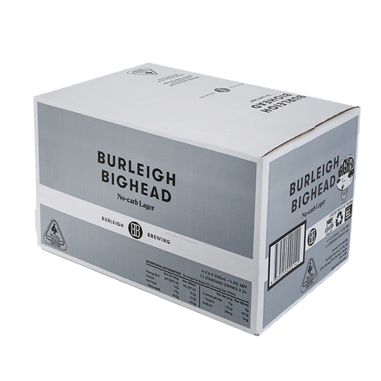 Burleigh Brewing Co. Big Head No Carb Beer 330mL 24 Pack