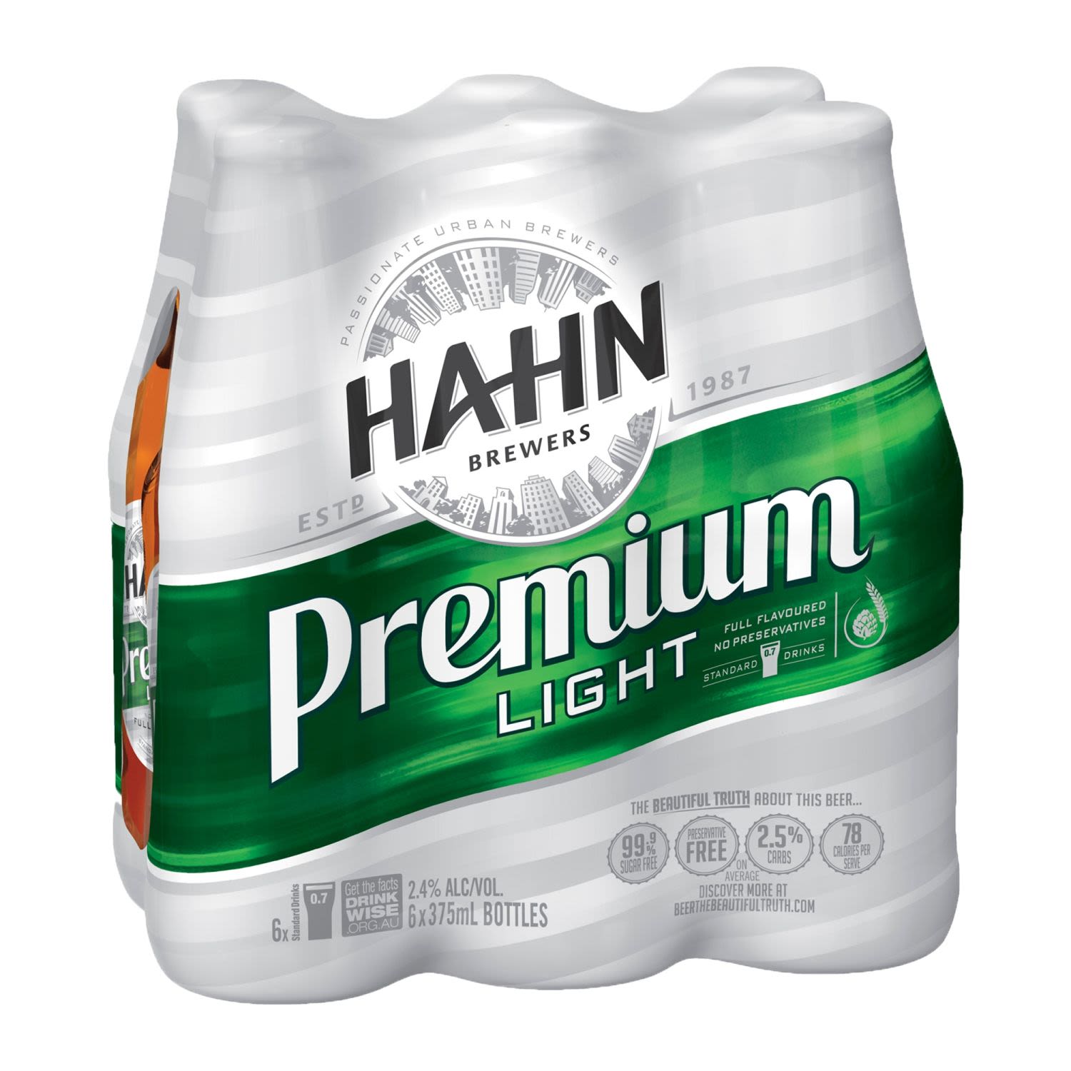 Hahn Premium Light Bottle 375mL 6 Pack