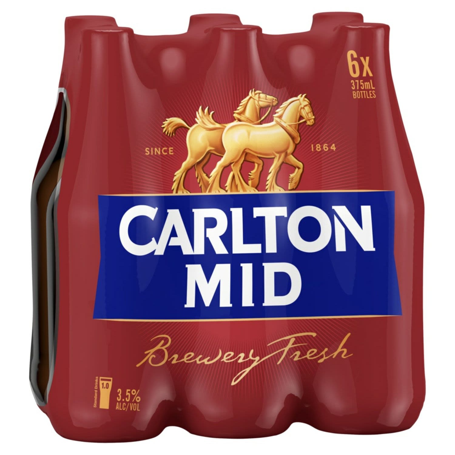 Carlton Mid Bottle 375mL 6 Pack