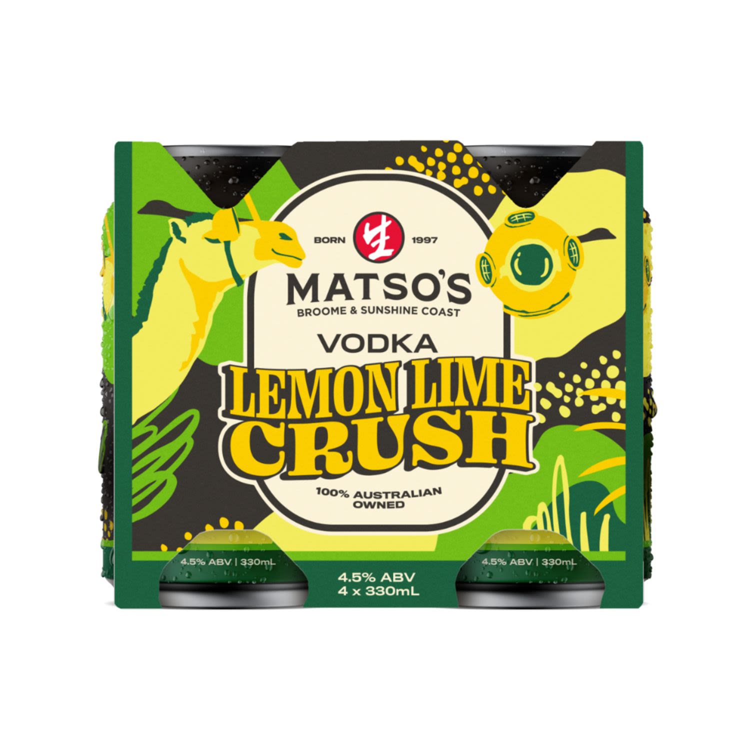 Matso's Vodka Lemon Lime Crush Can 330mL 4 Pack